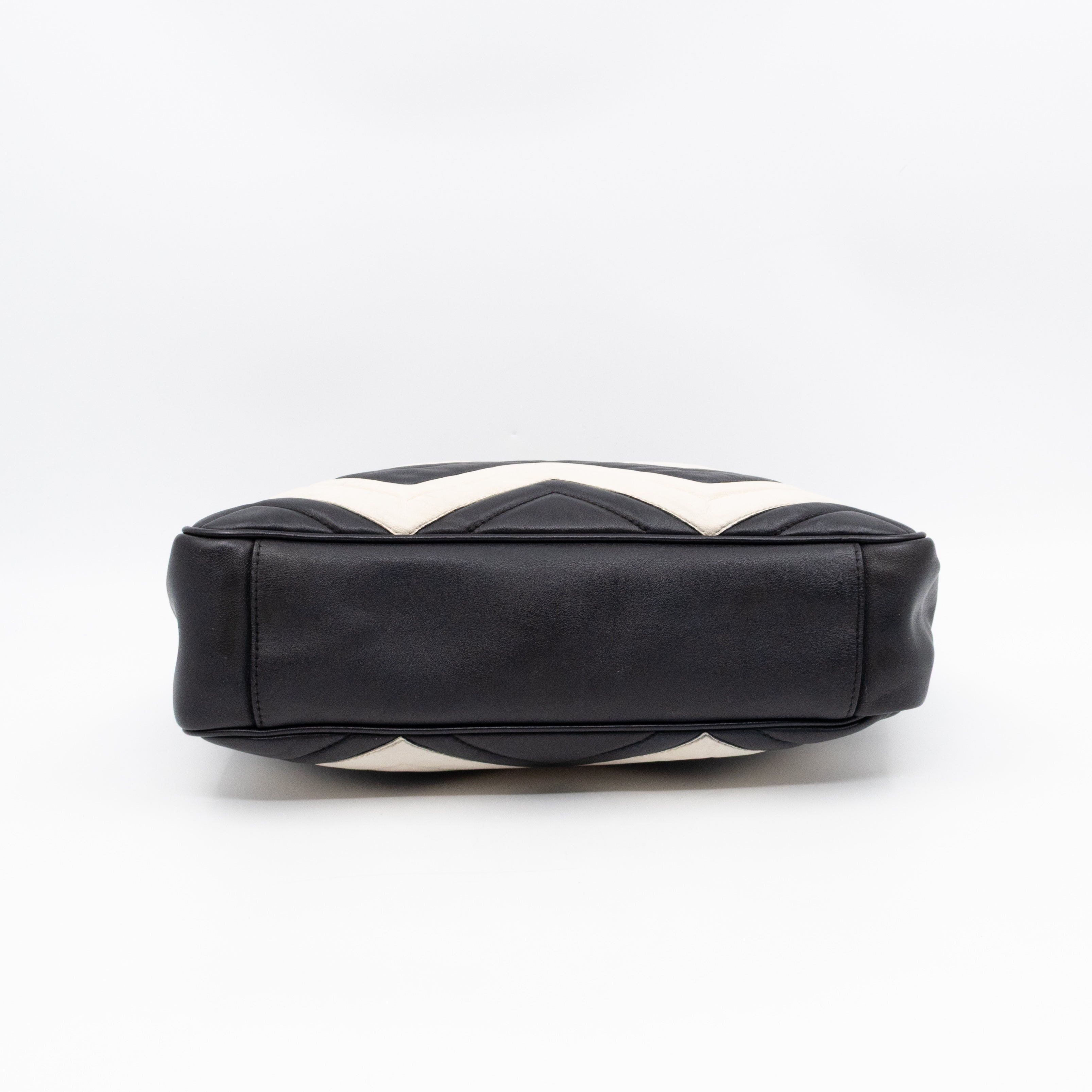 GG Medium Marmont Matelasse Tote Bag Black & White Leather