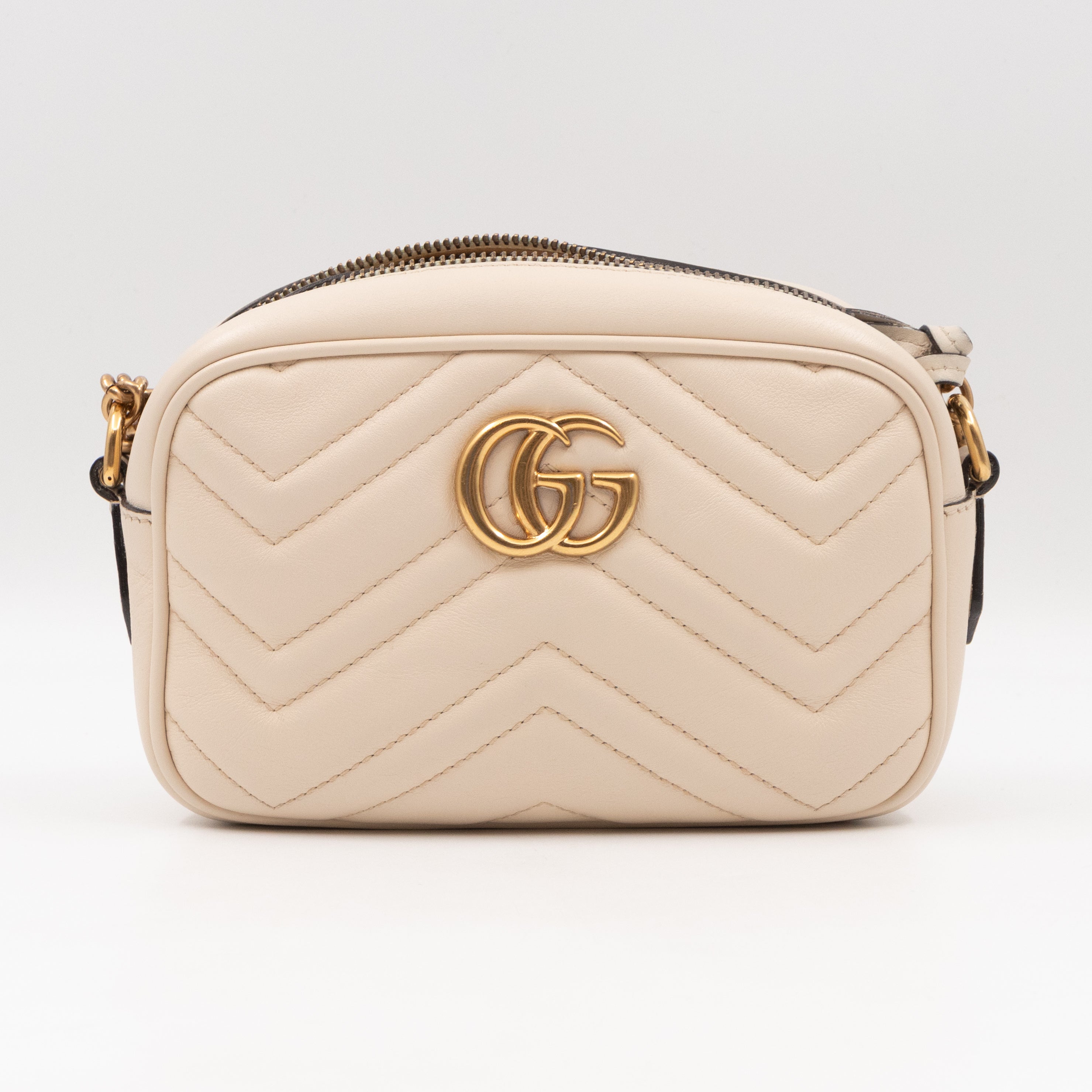 GG Marmont Matelassé Mini Cream Leather Bag