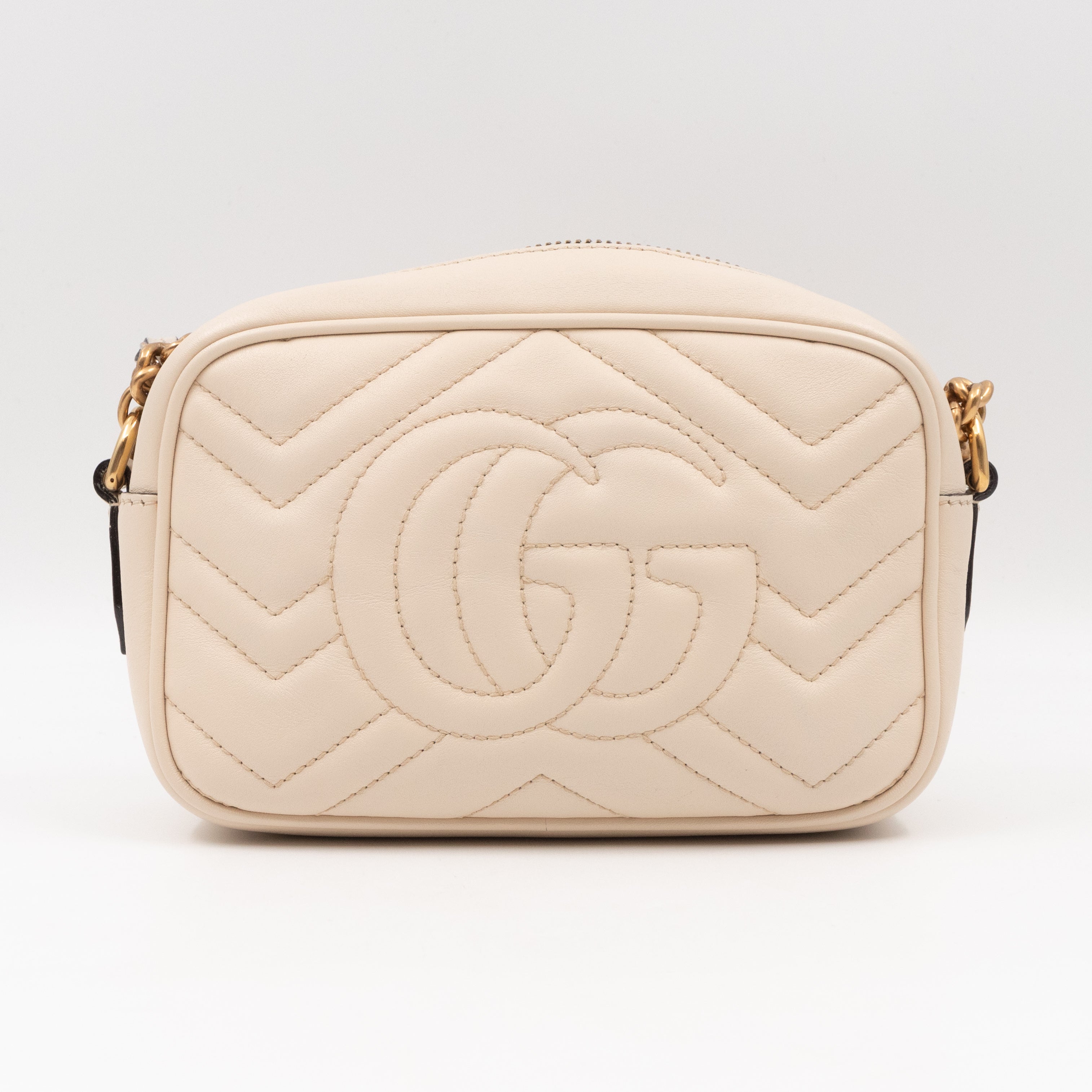 GG Marmont Matelassé Mini Cream Leather Bag