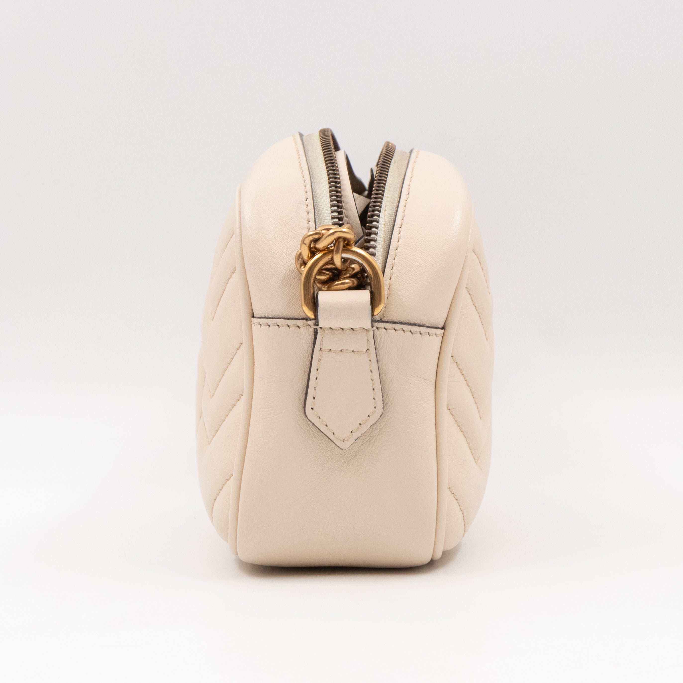 GG Marmont Matelassé Mini Cream Leather Bag