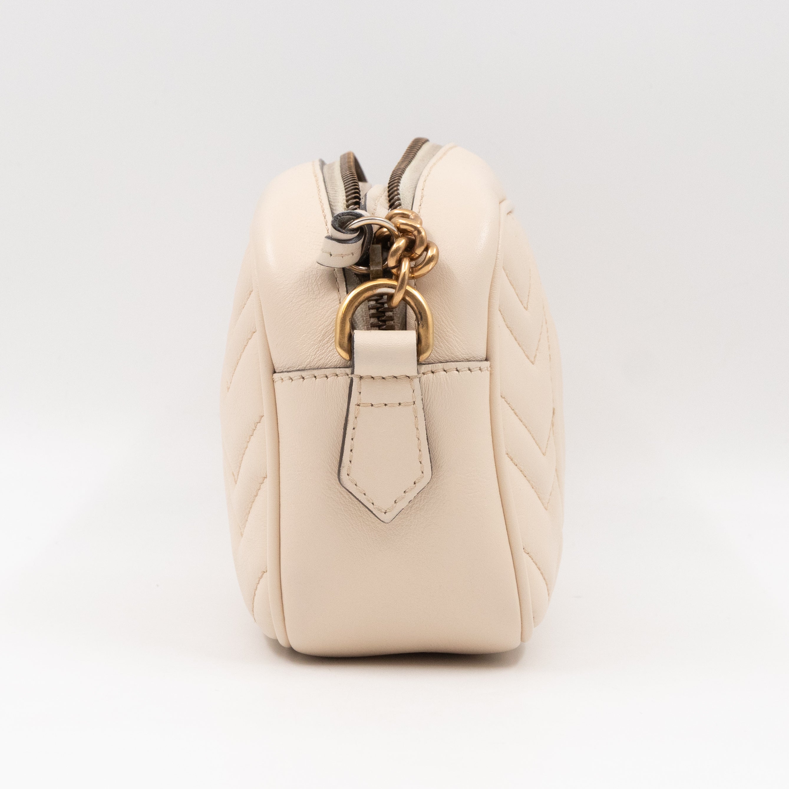 GG Marmont Matelassé Mini Cream Leather Bag