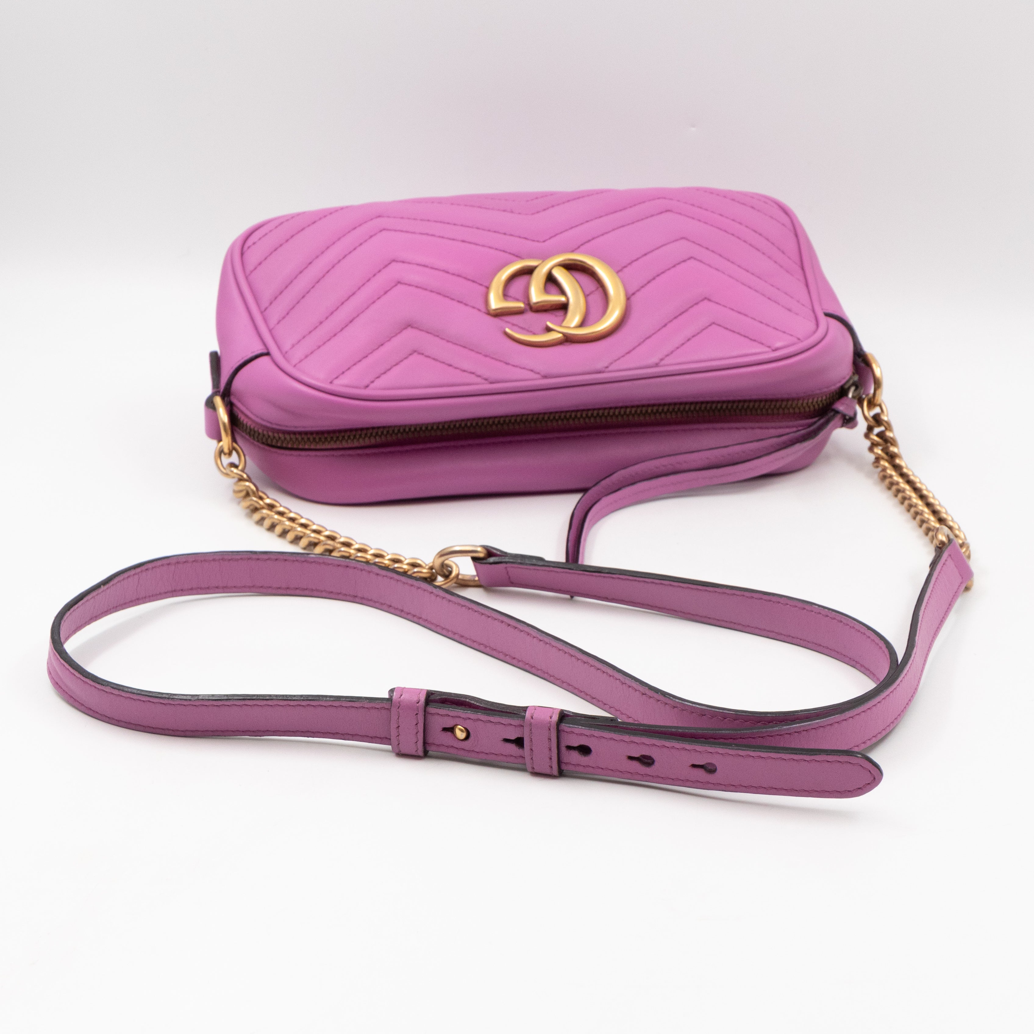 GG Marmont Small Matelasse Pink Leather