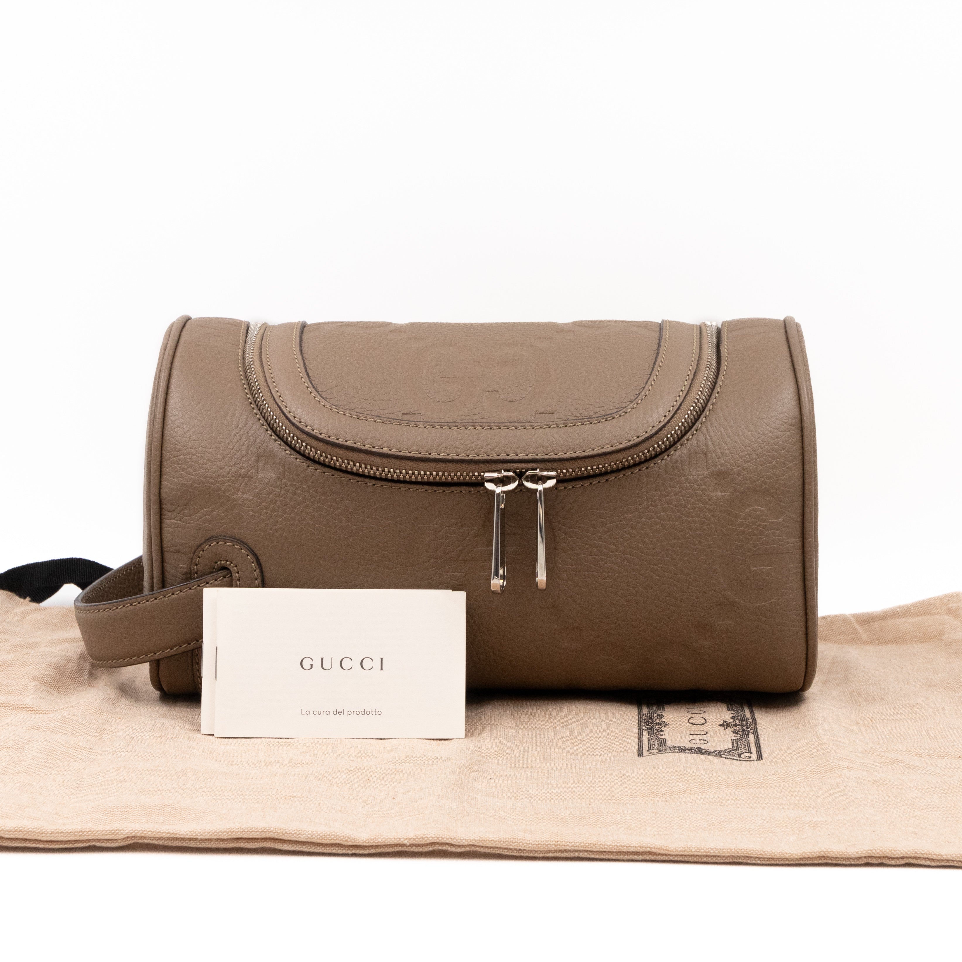 Toiletry Case Small Jumbo GG Embossed Good Taupe