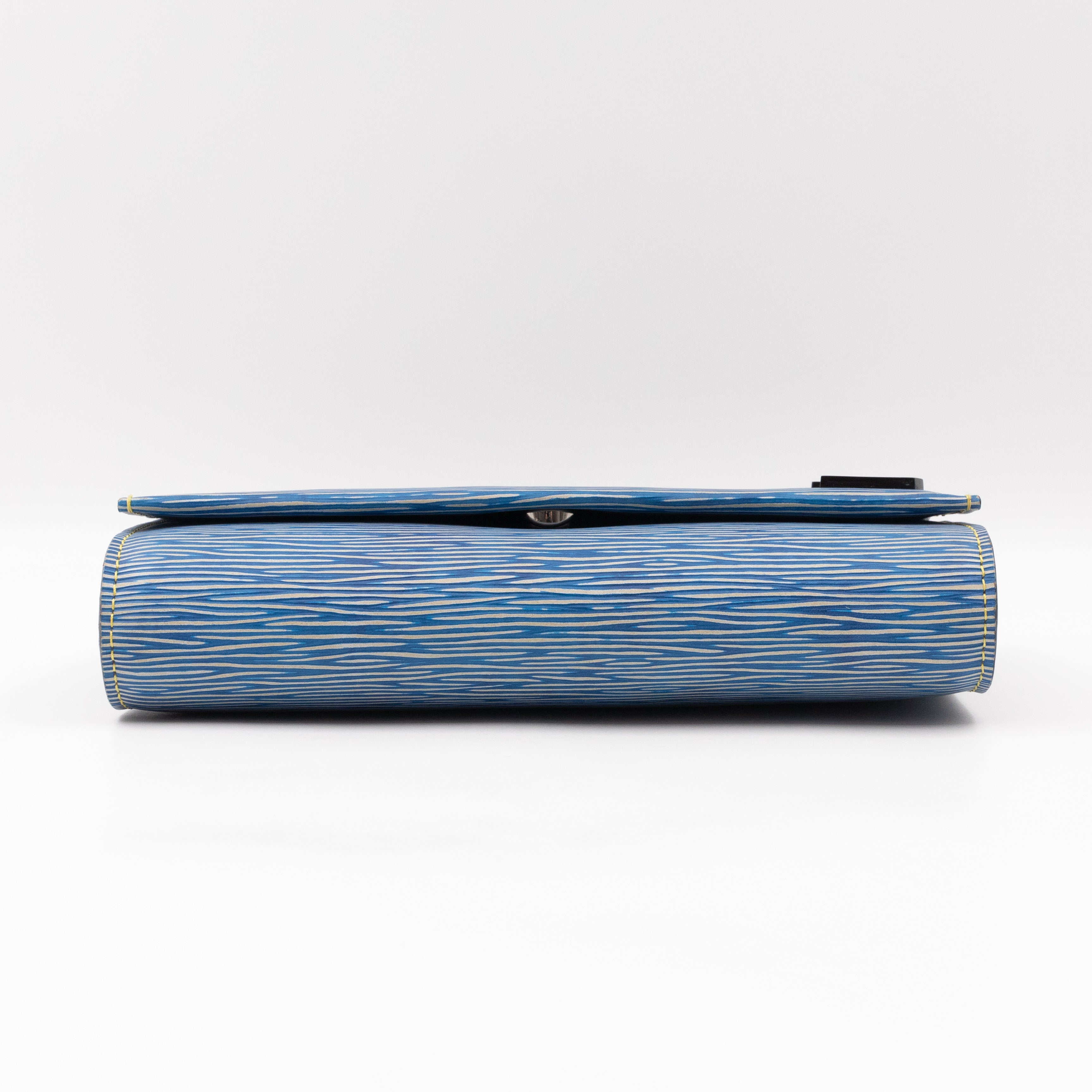 Clery Clutch Denim Light Epi & Black Leather