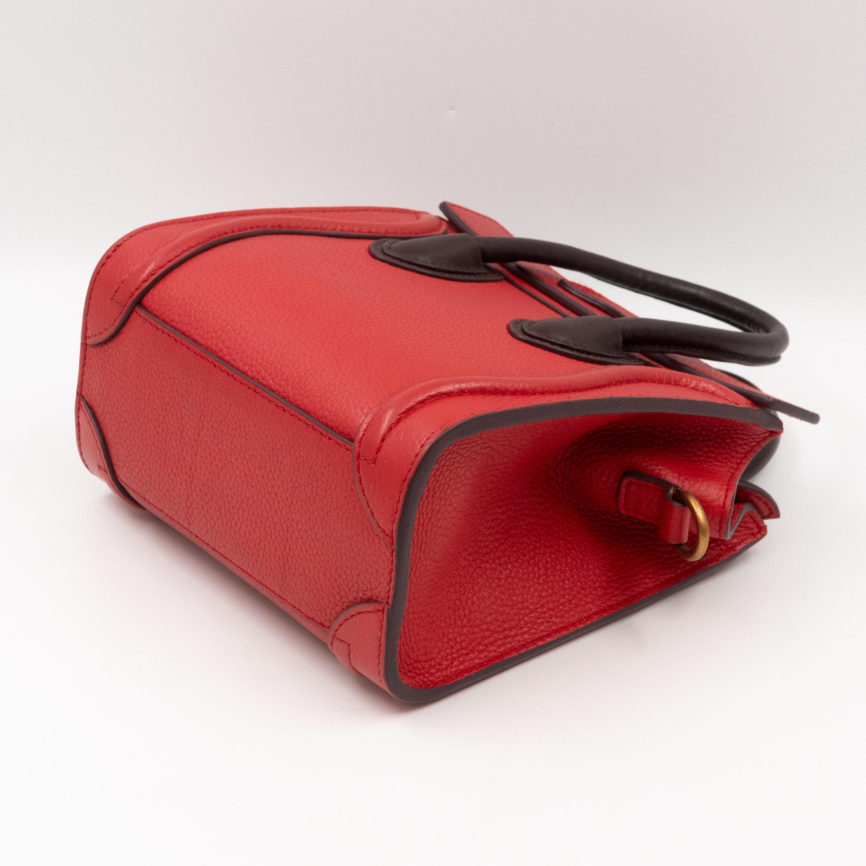 Nano Luggage Red & Burgundy Drummed Leather