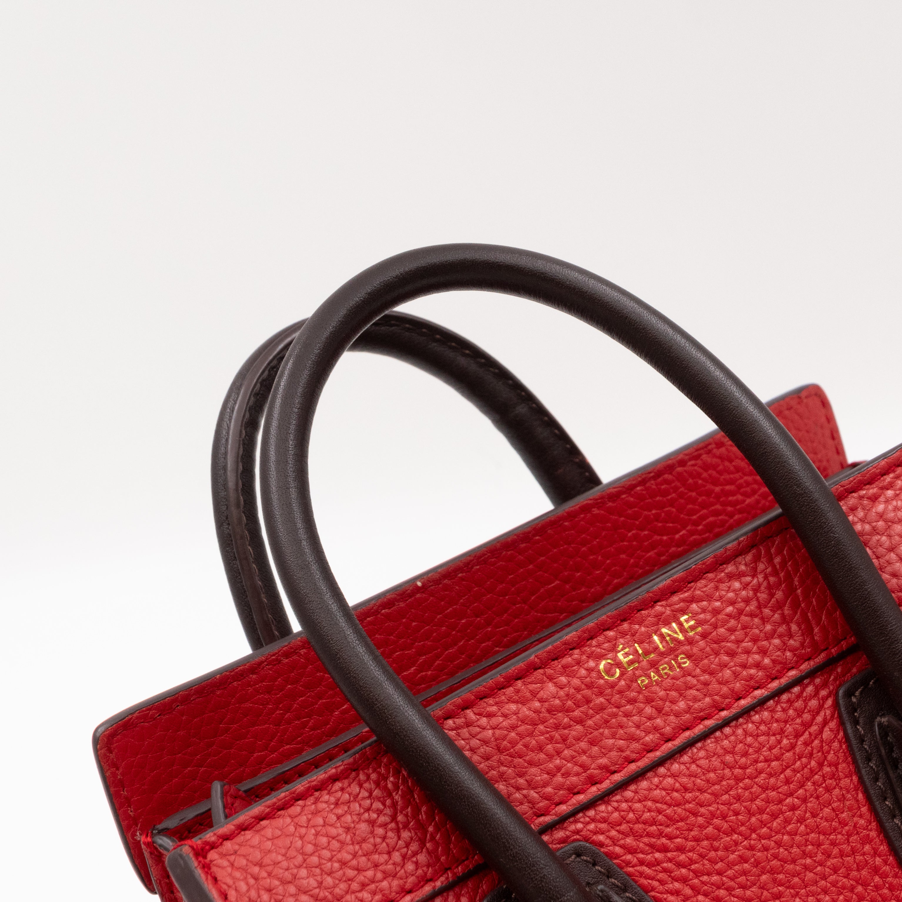 Nano Luggage Red & Burgundy Drummed Leather