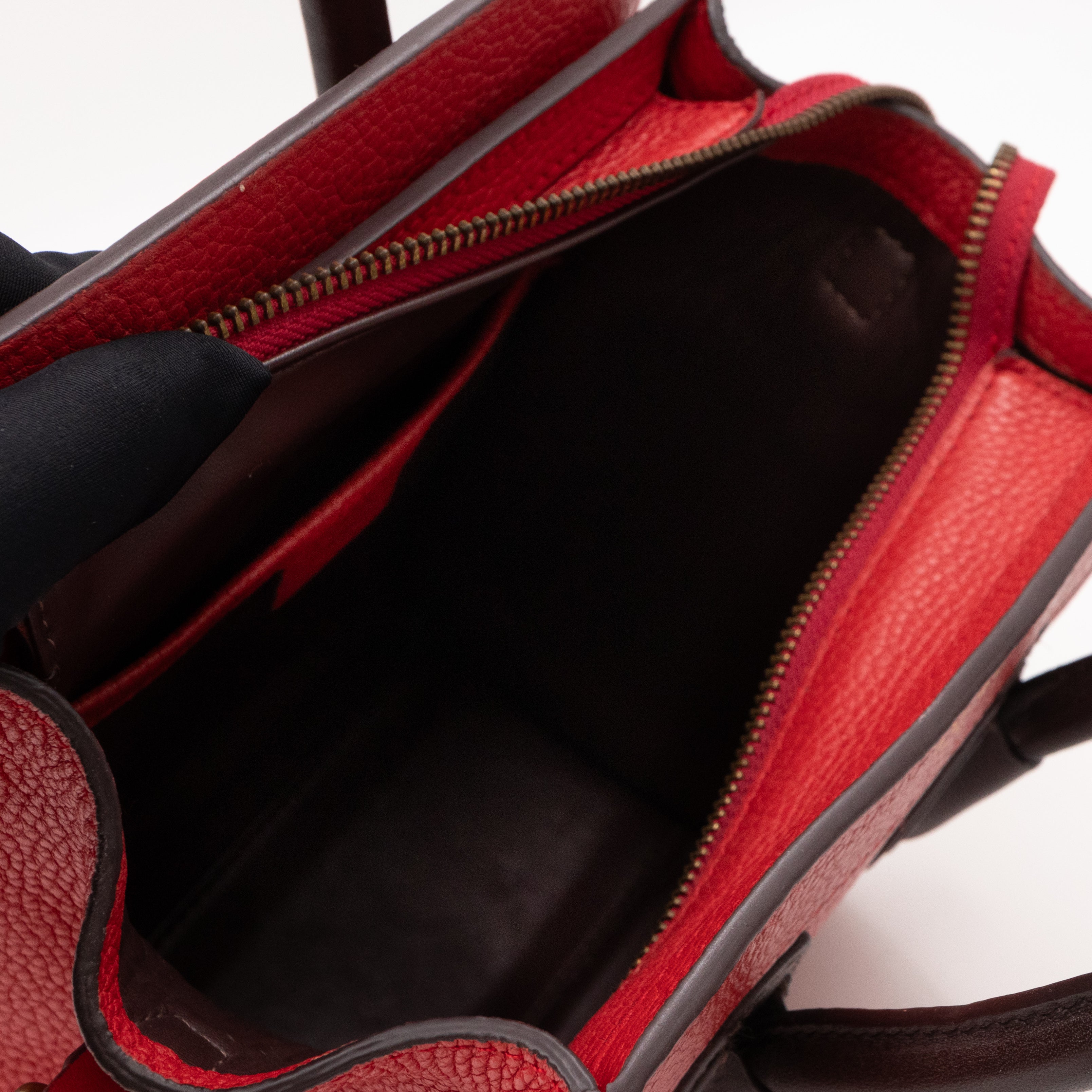 Nano Luggage Red & Burgundy Drummed Leather