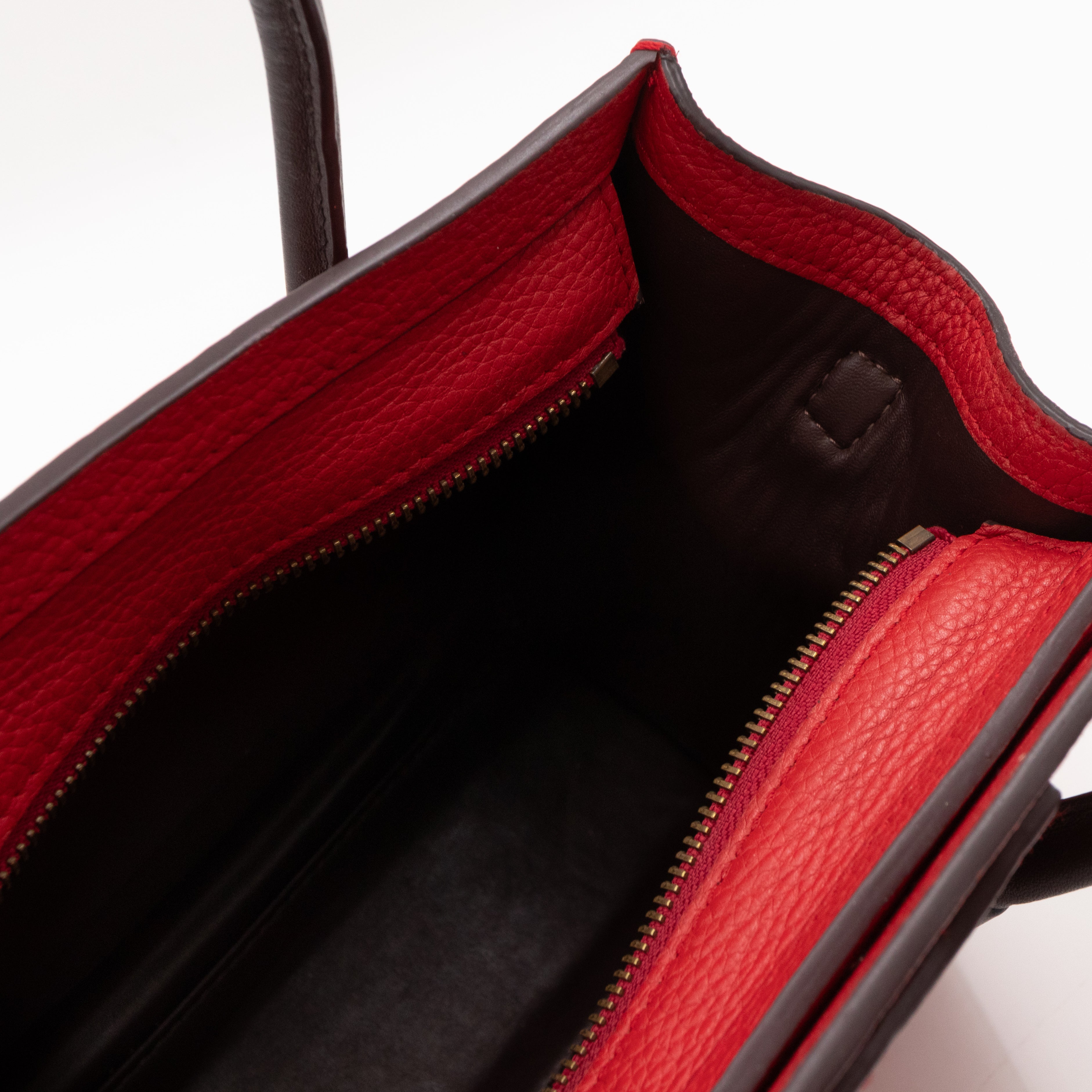 Nano Luggage Red & Burgundy Drummed Leather