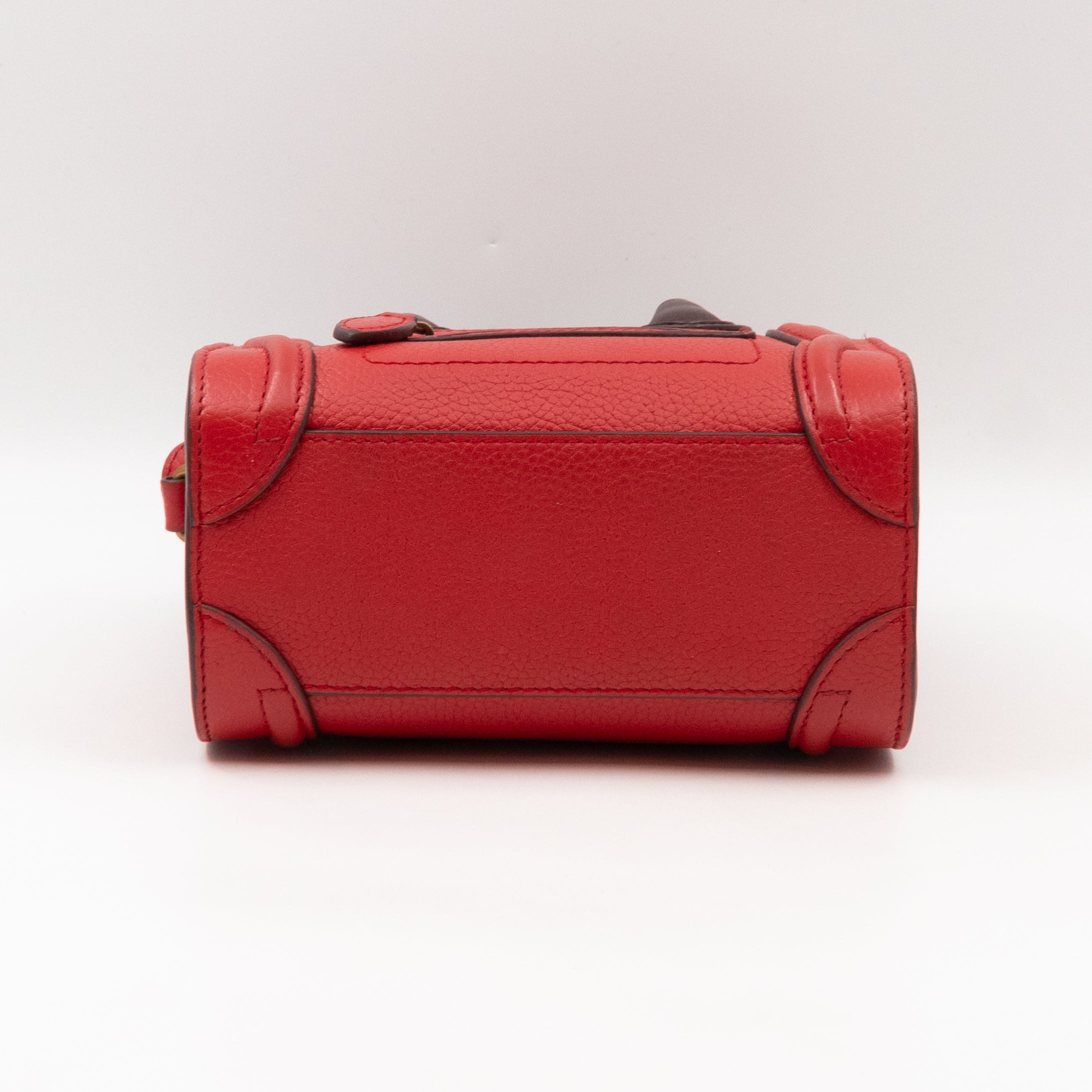 Nano Luggage Red & Burgundy Drummed Leather