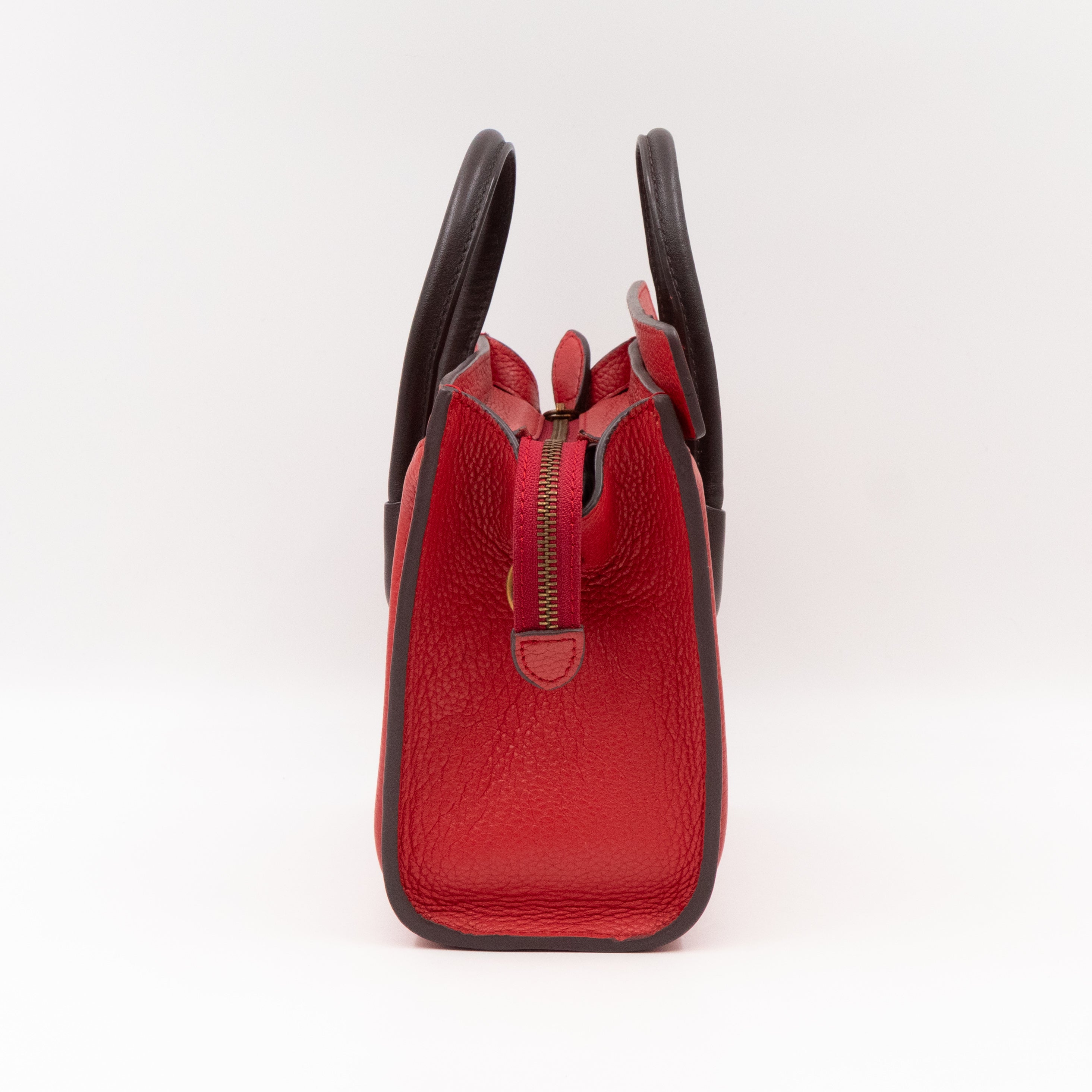 Nano Luggage Red & Burgundy Drummed Leather