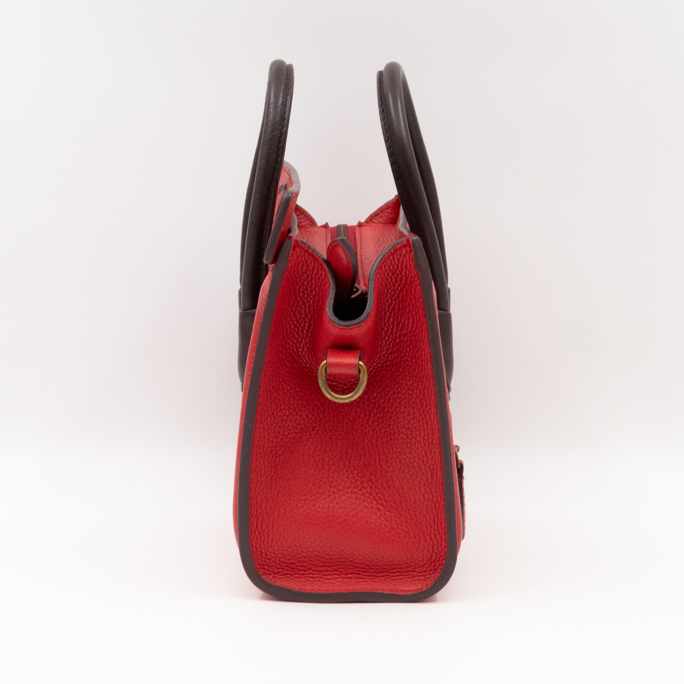 Nano Luggage Red & Burgundy Drummed Leather