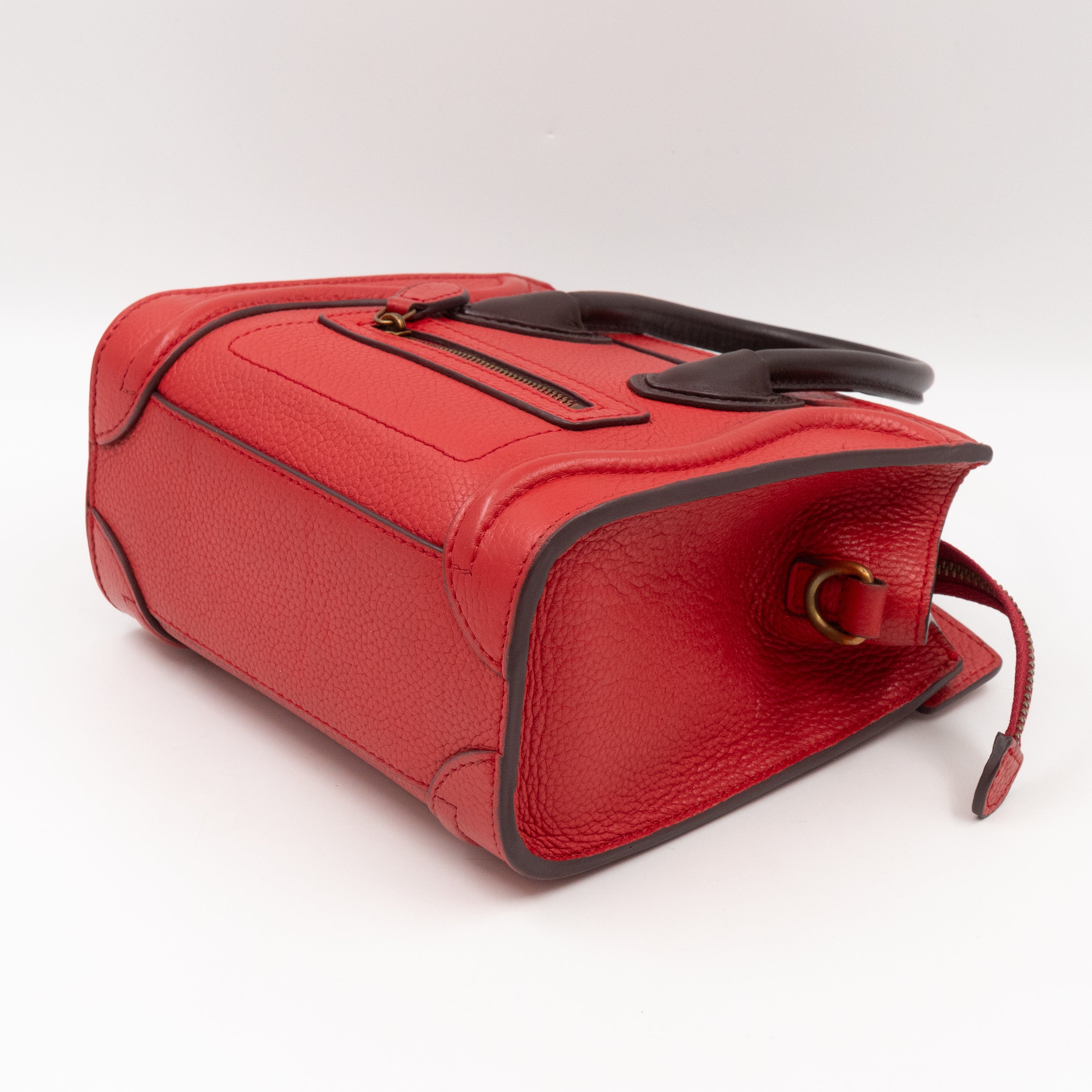 Nano Luggage Red & Burgundy Drummed Leather