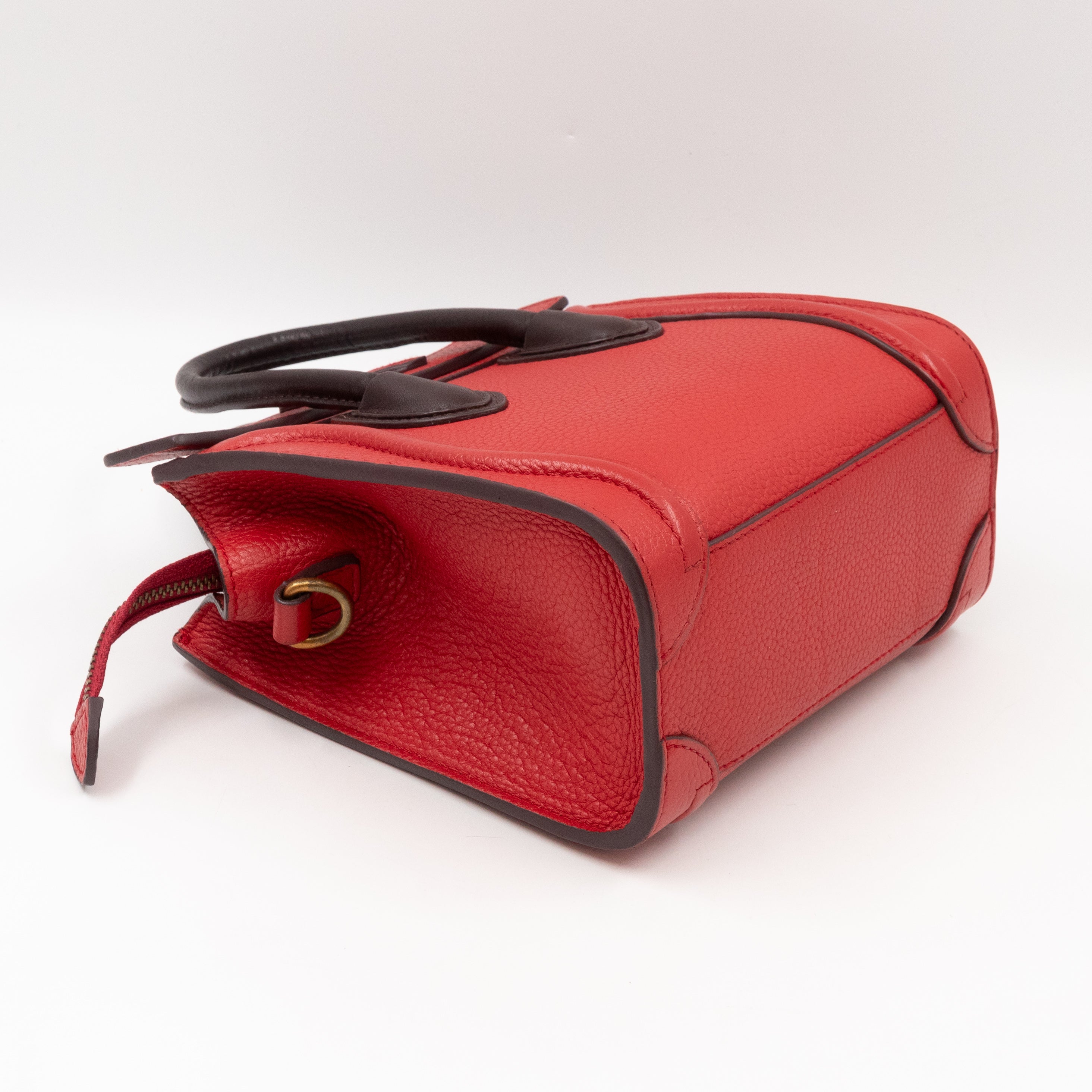 Nano Luggage Red & Burgundy Drummed Leather