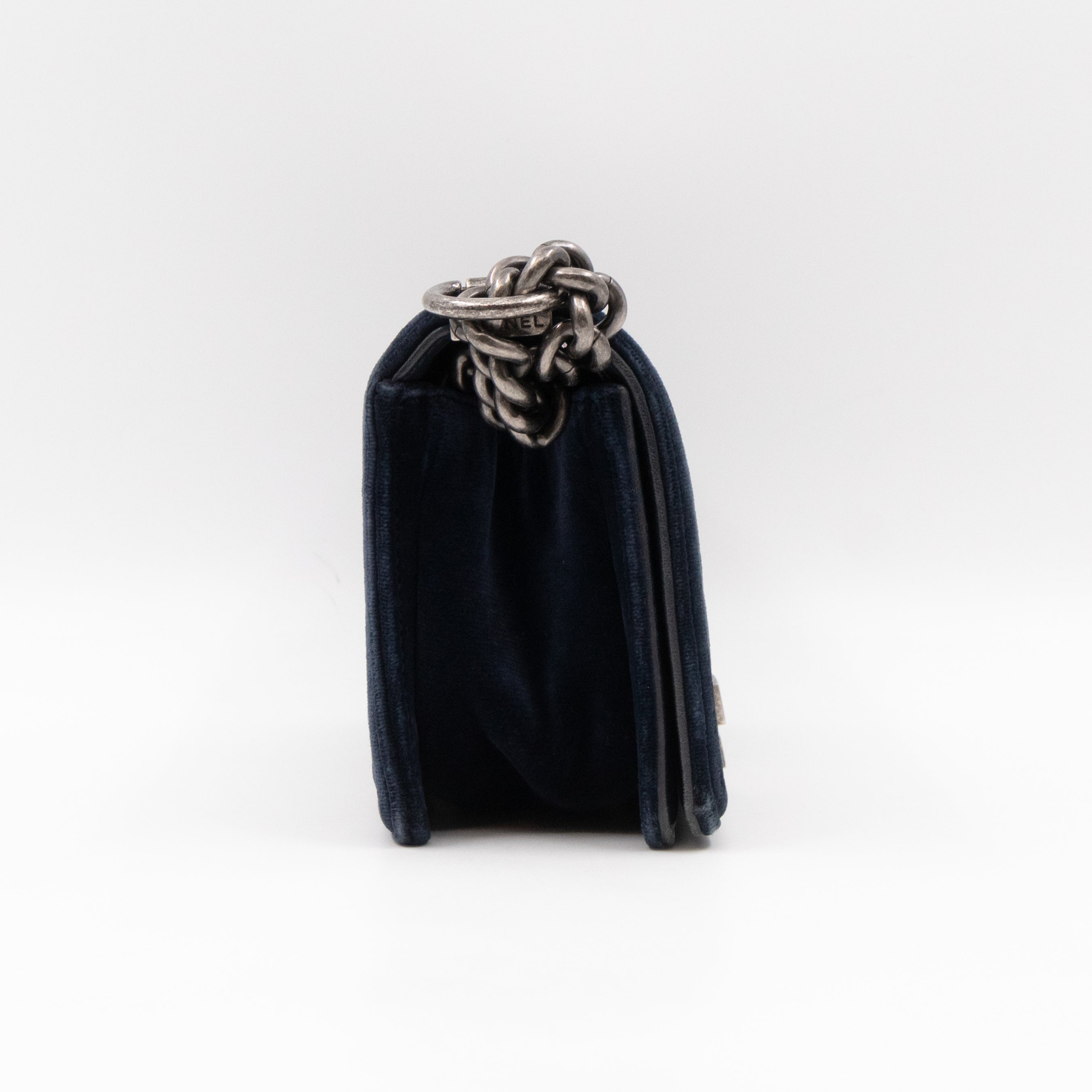 Boy Bag Small Blue Velvet