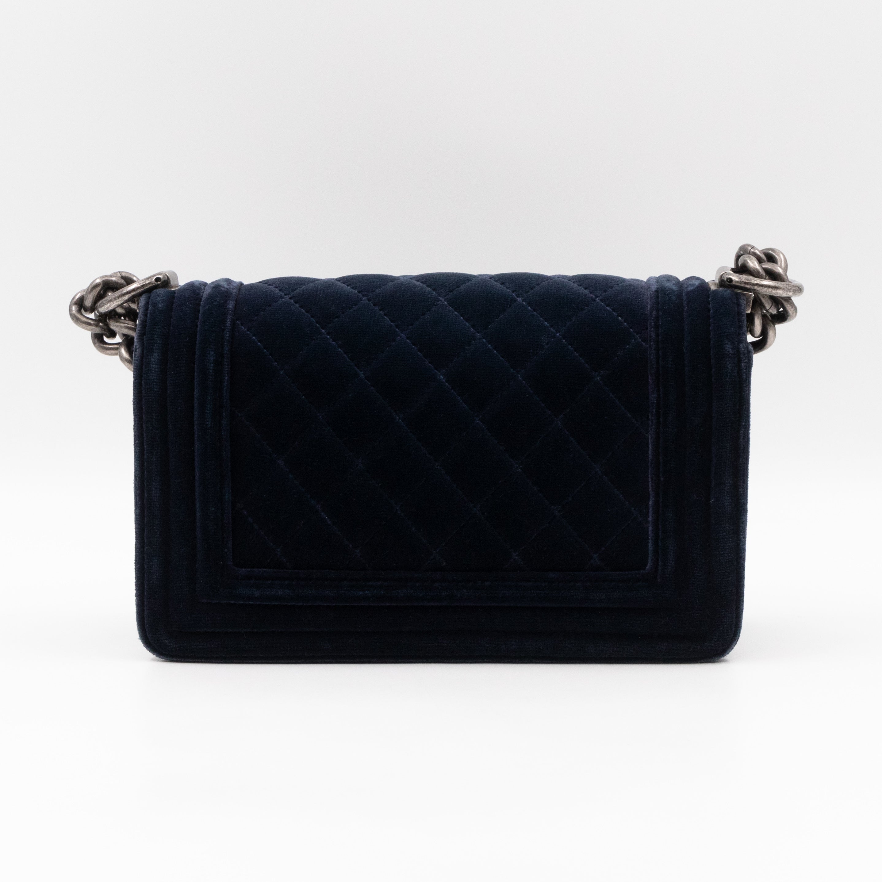 Boy Bag Small Blue Velvet