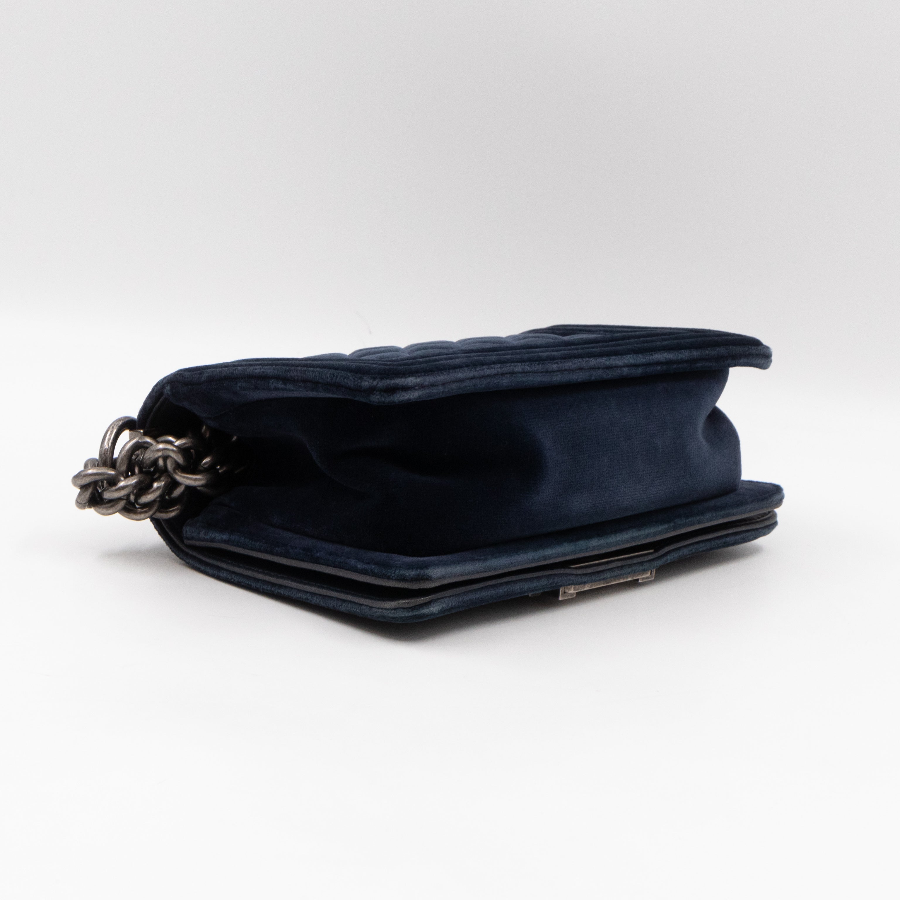 Boy Bag Small Blue Velvet