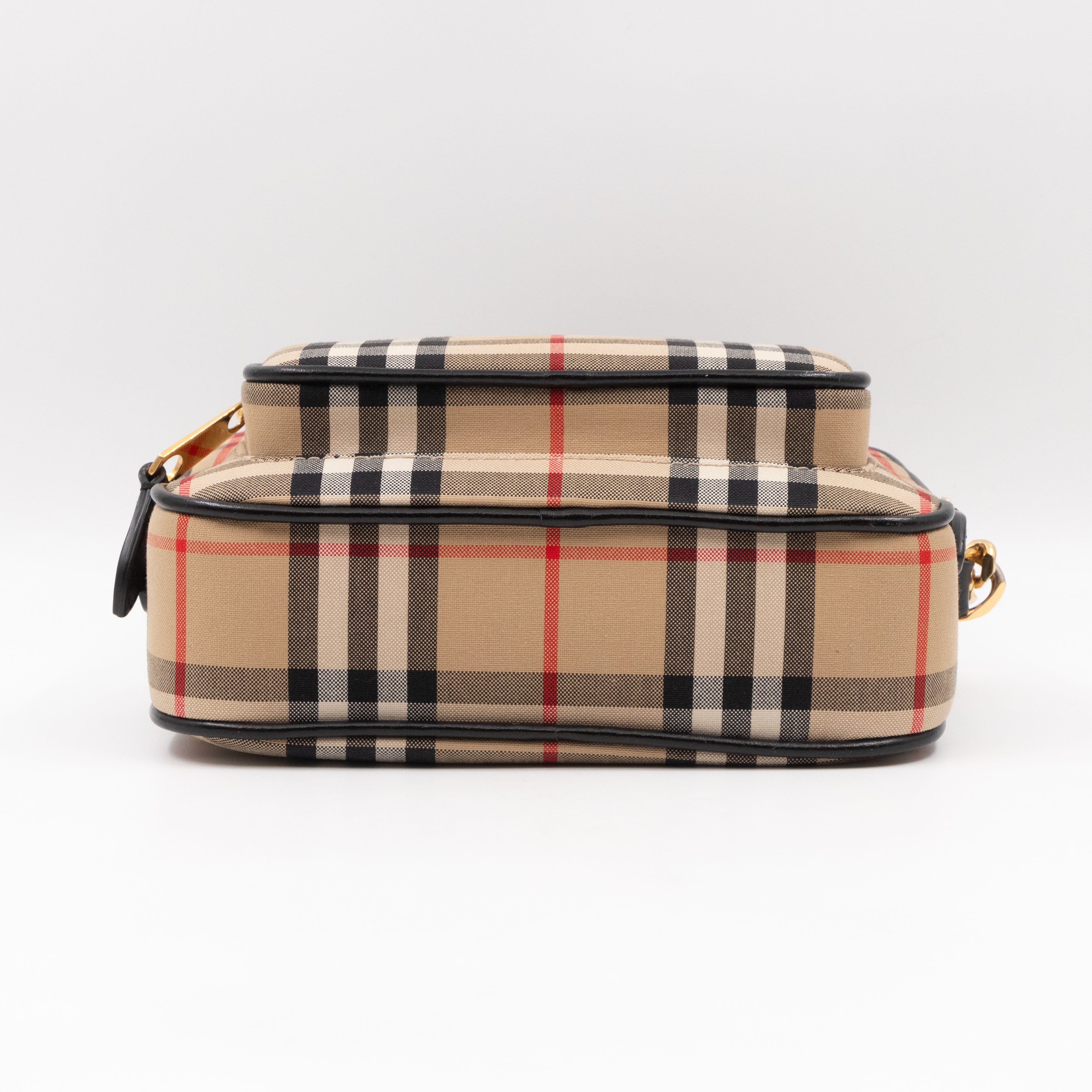 Camera Bag Vintage Beige Check Cotton