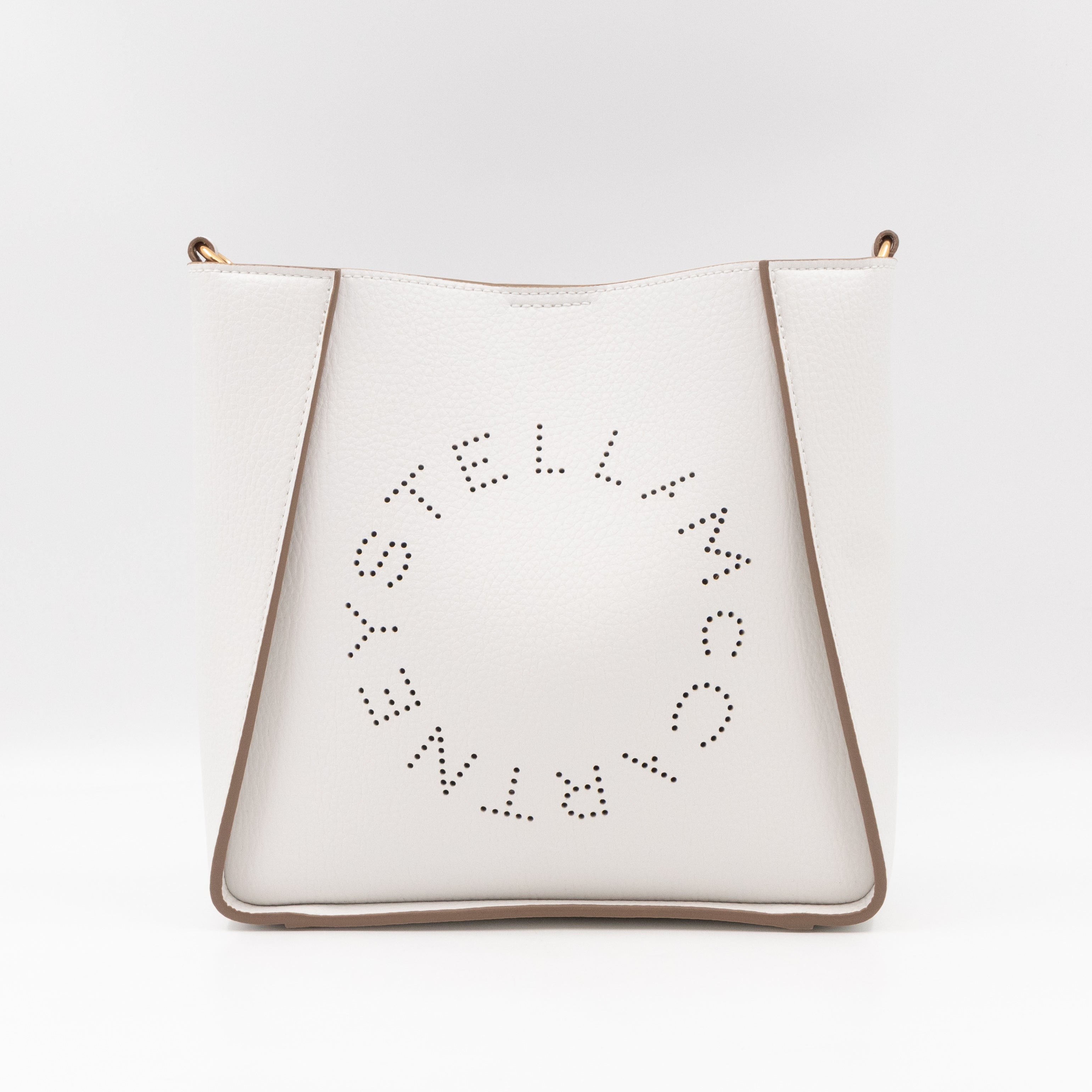 Perforated Logo Mini Crossbody Bag White Leather