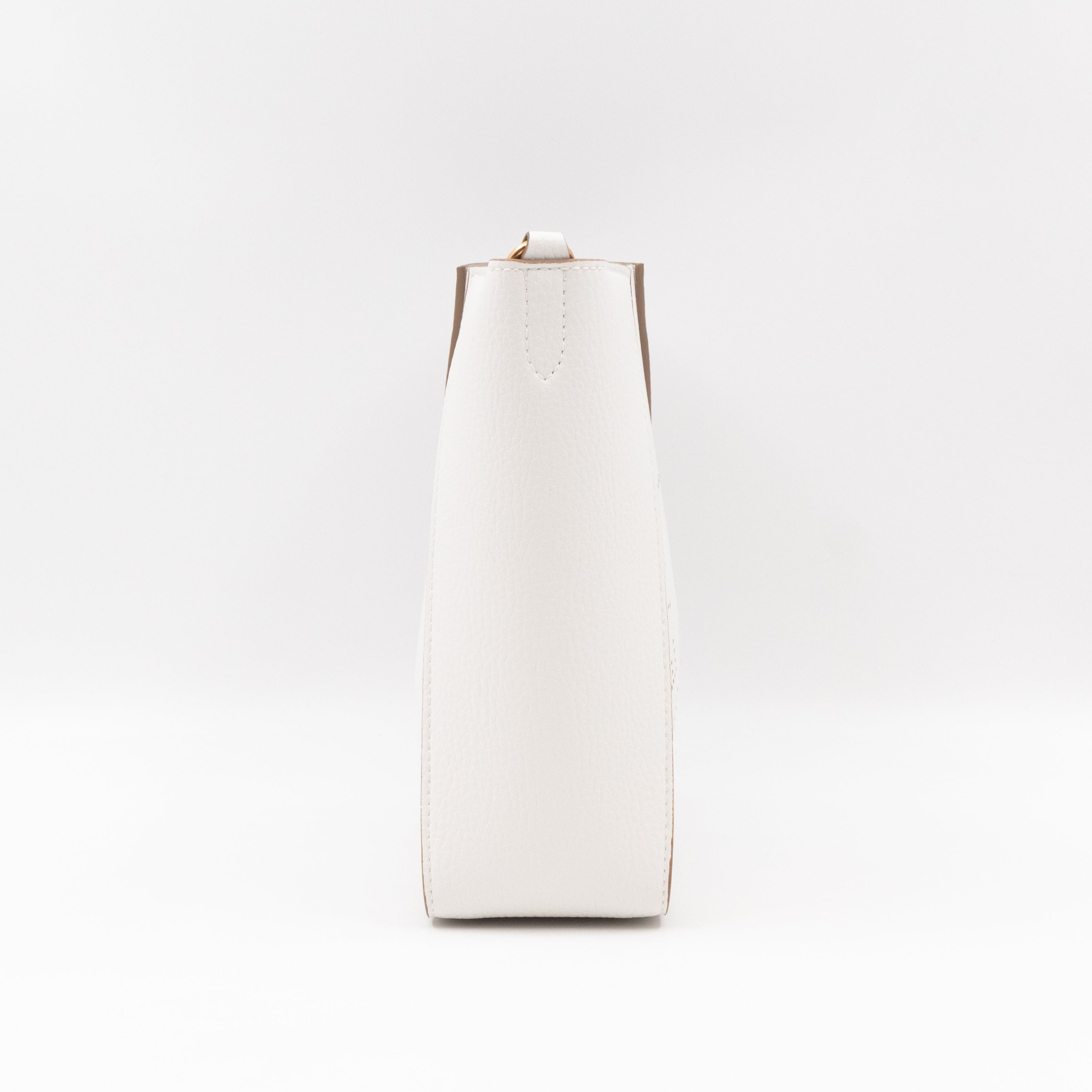 Perforated Logo Mini Crossbody Bag White Leather