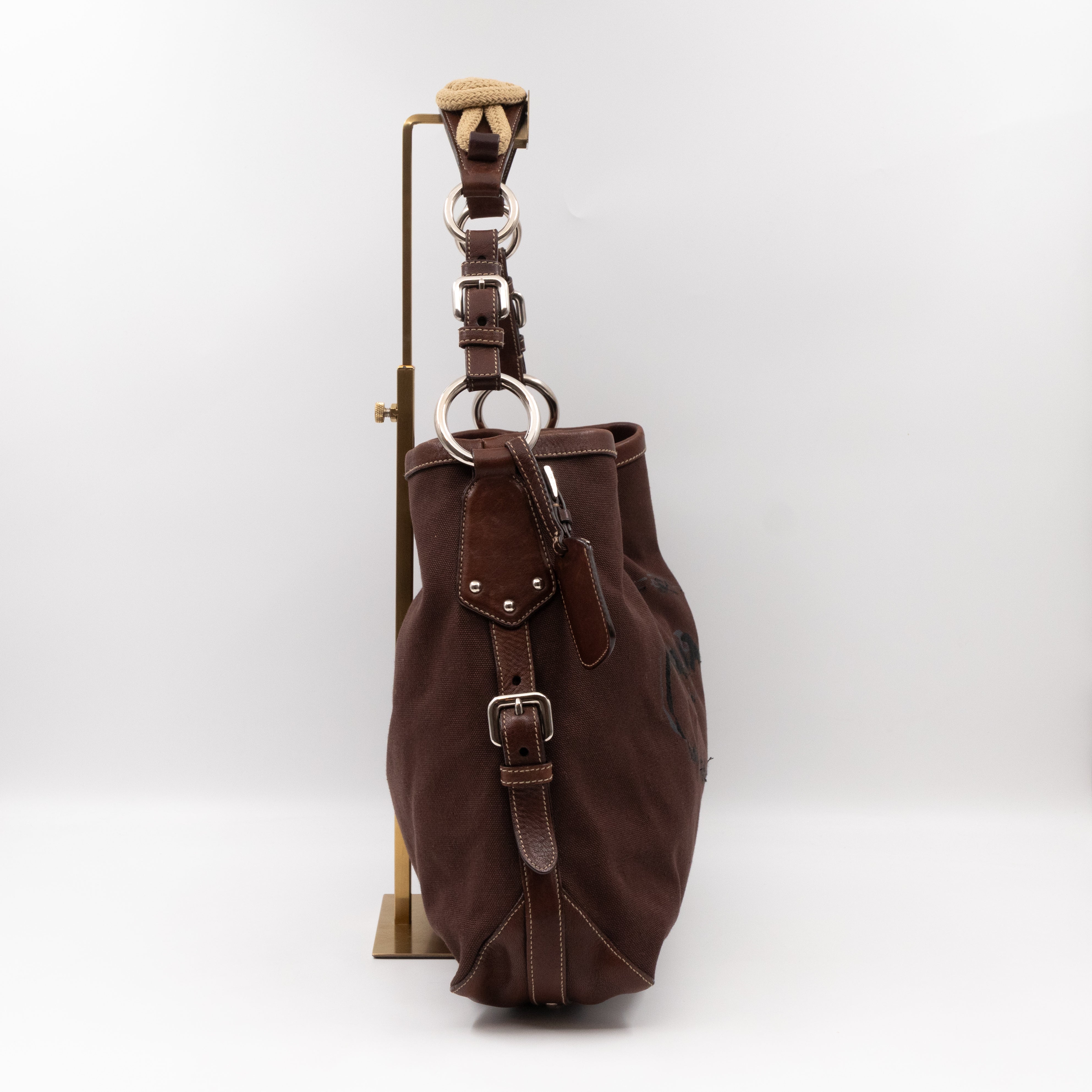 Canapa Hobo Bag Brown Canvas Rope Handle