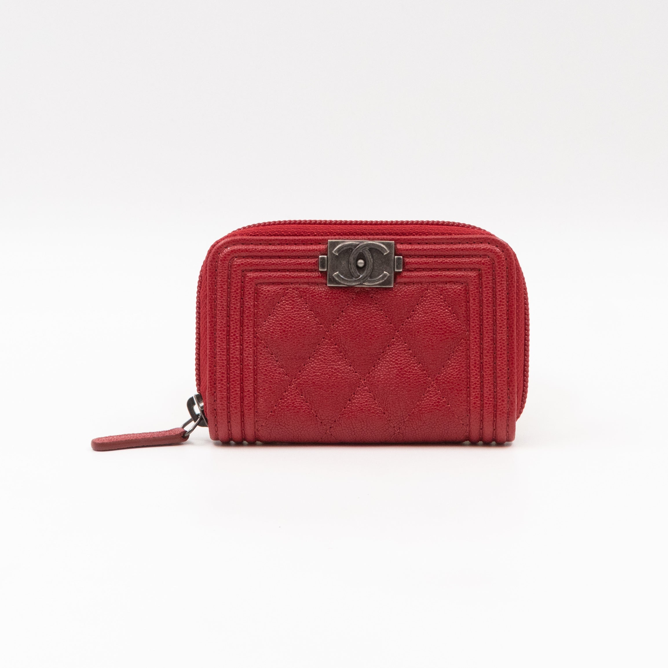 Boy Zip Around Card Holder Red Leather