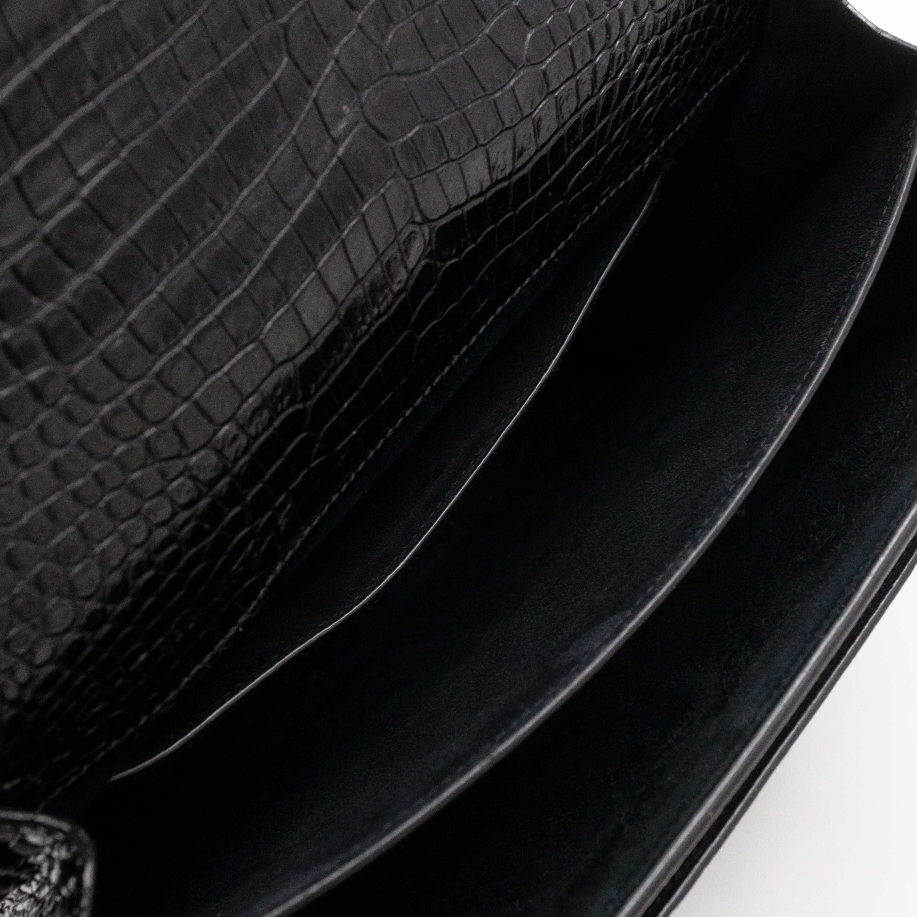 Sunset Large Black Croc Embossed Patent Leather