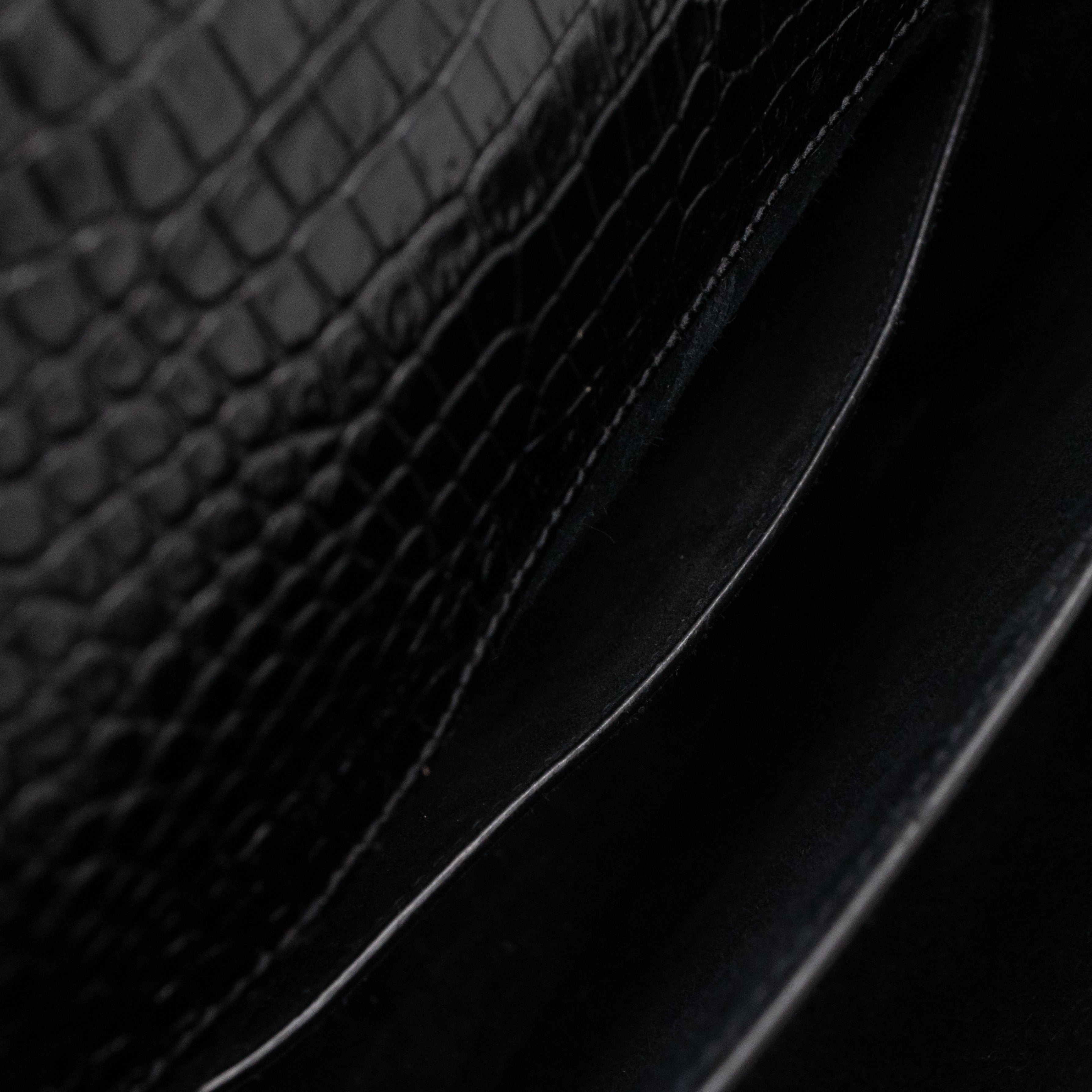 Sunset Large Black Croc Embossed Patent Leather