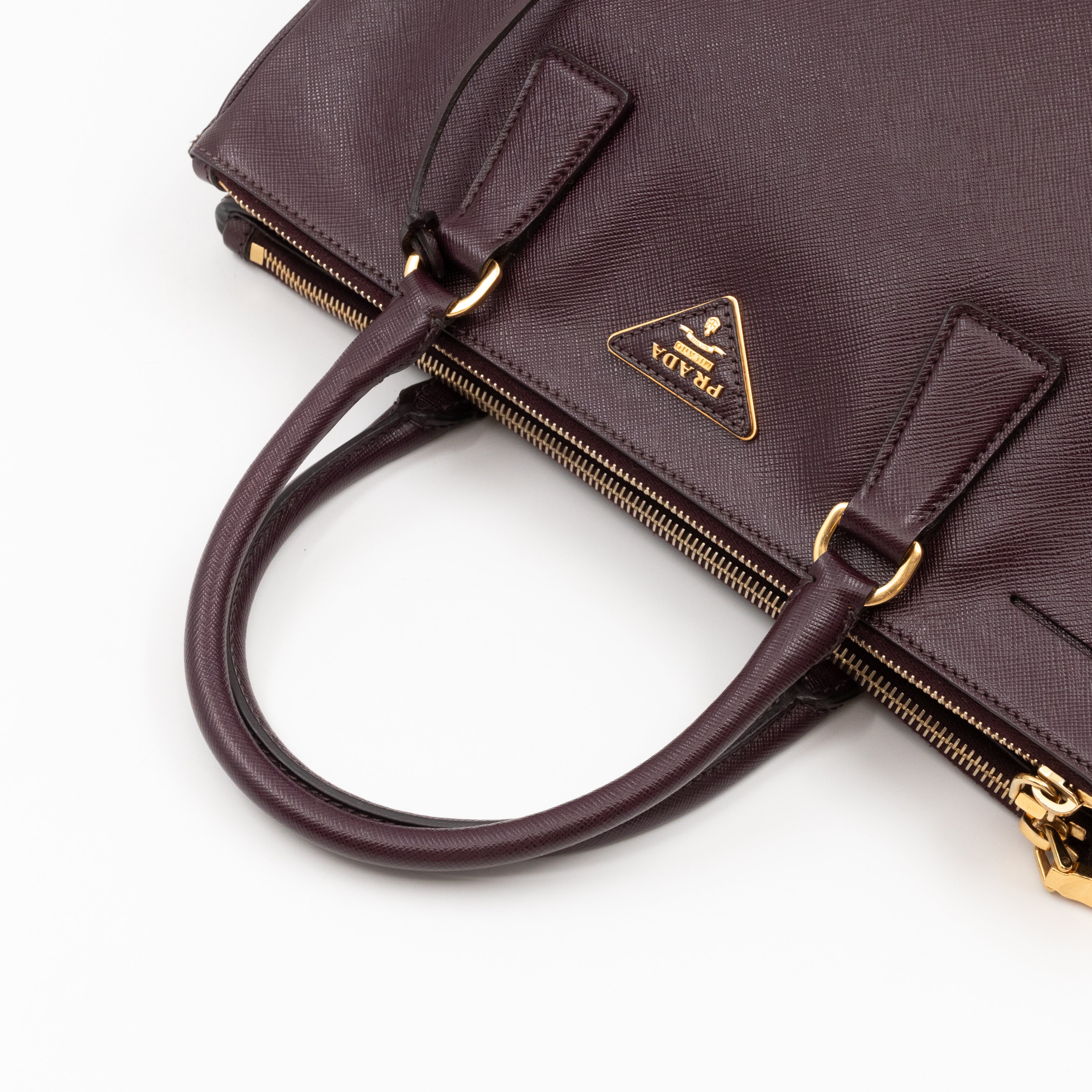 Galleria Large Double Zip Burgundy Saffiano Leather