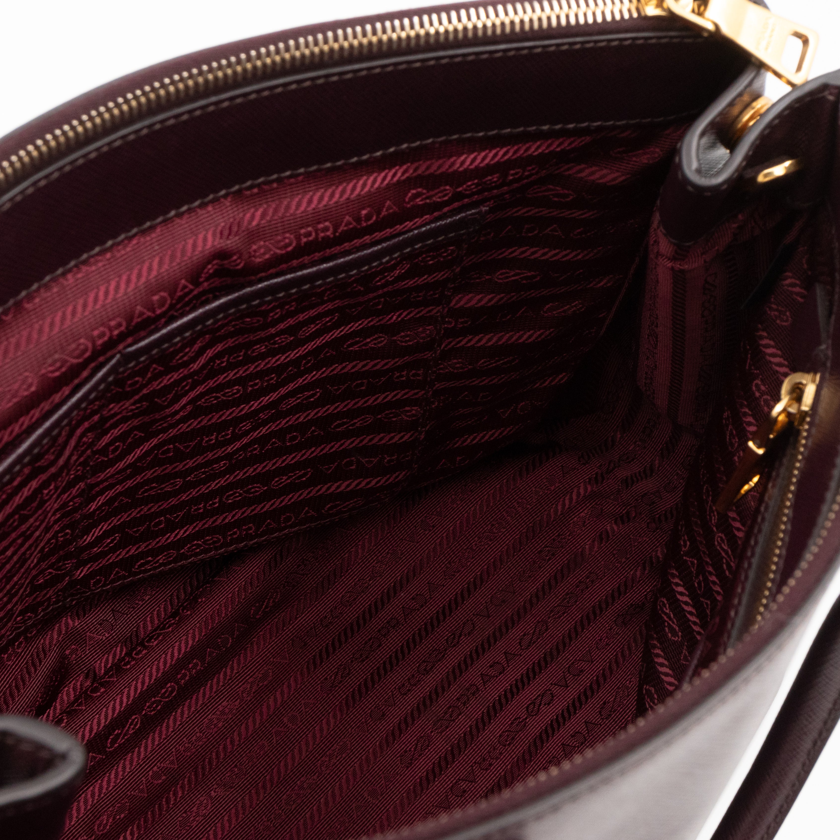 Galleria Large Double Zip Burgundy Saffiano Leather