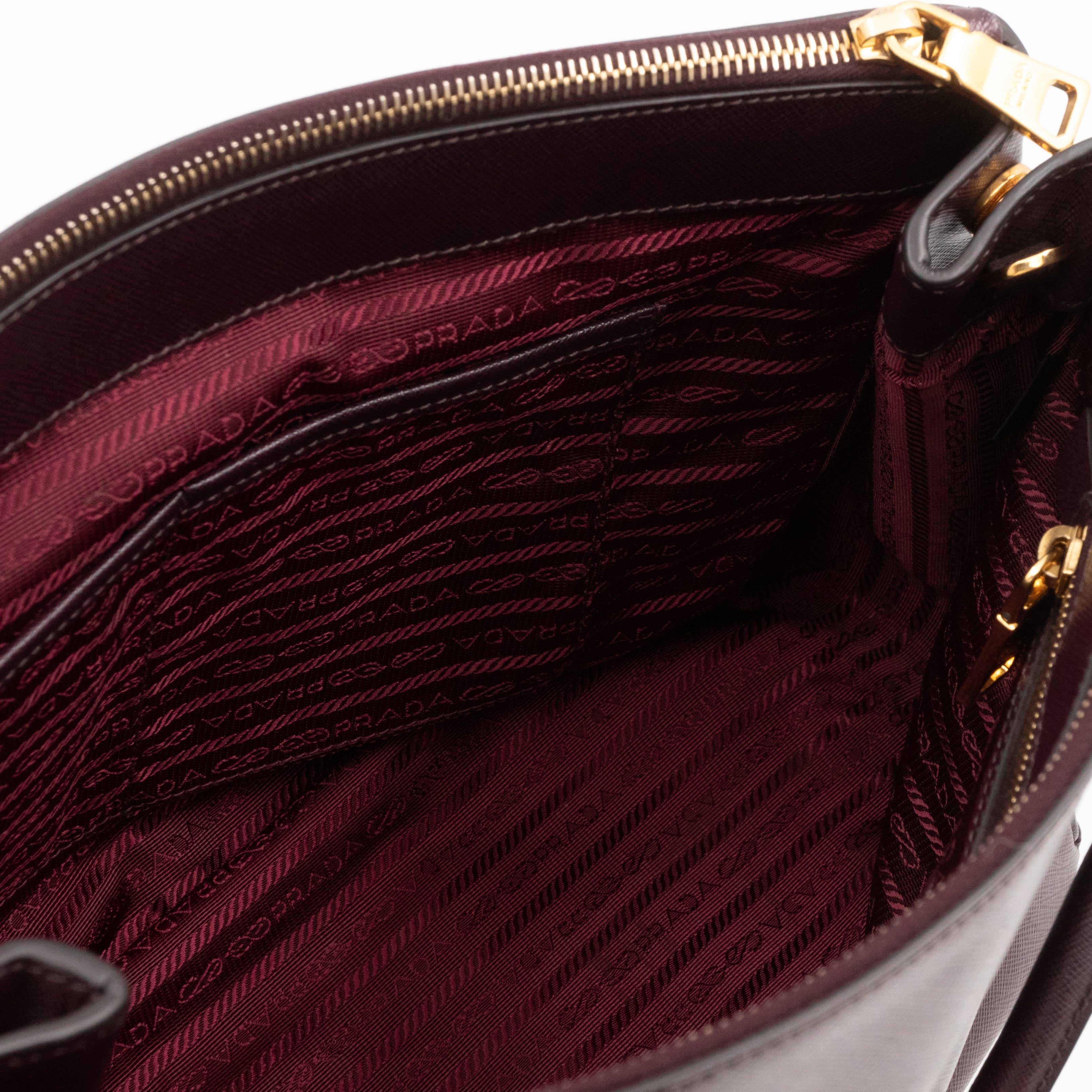 Galleria Large Double Zip Burgundy Saffiano Leather