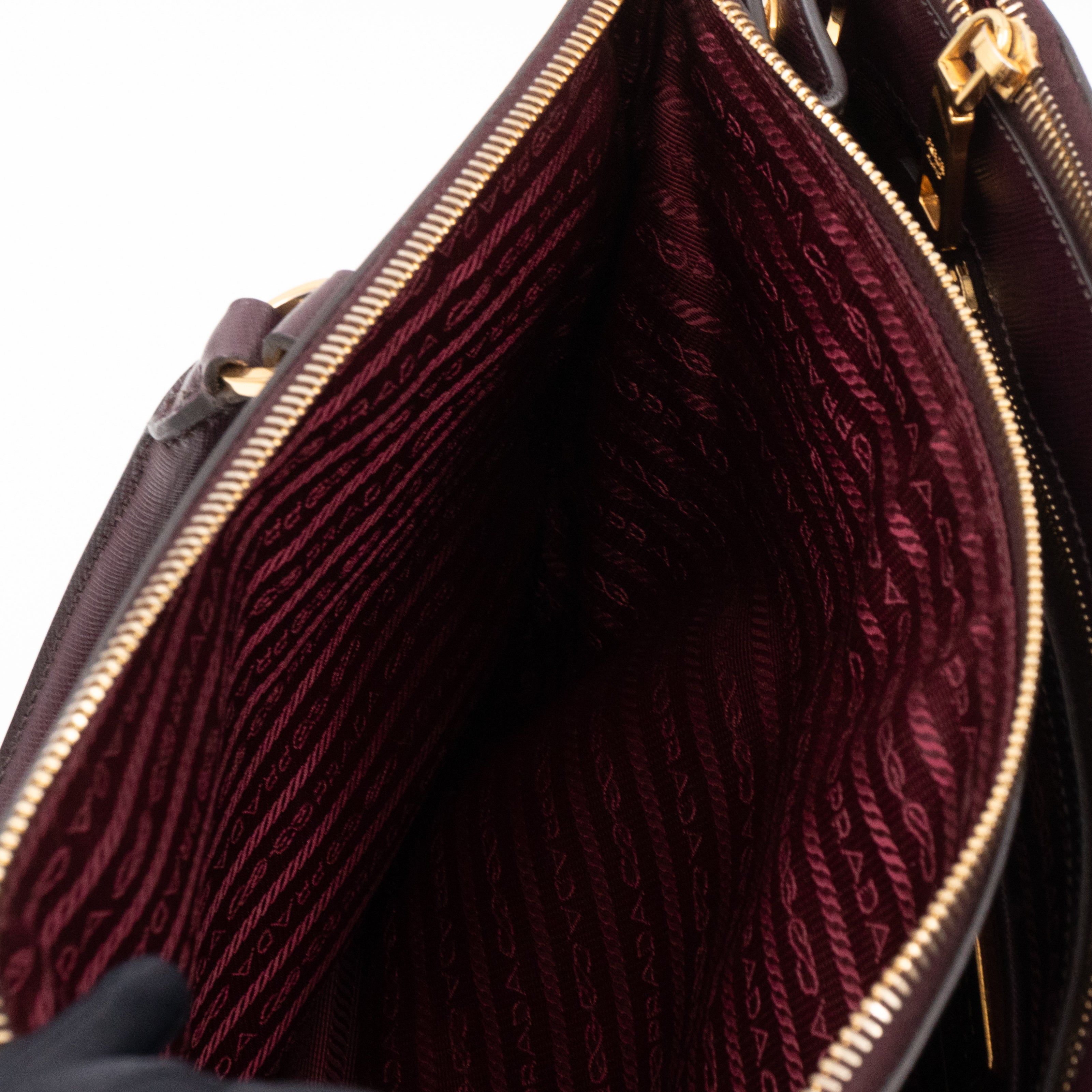Galleria Large Double Zip Burgundy Saffiano Leather