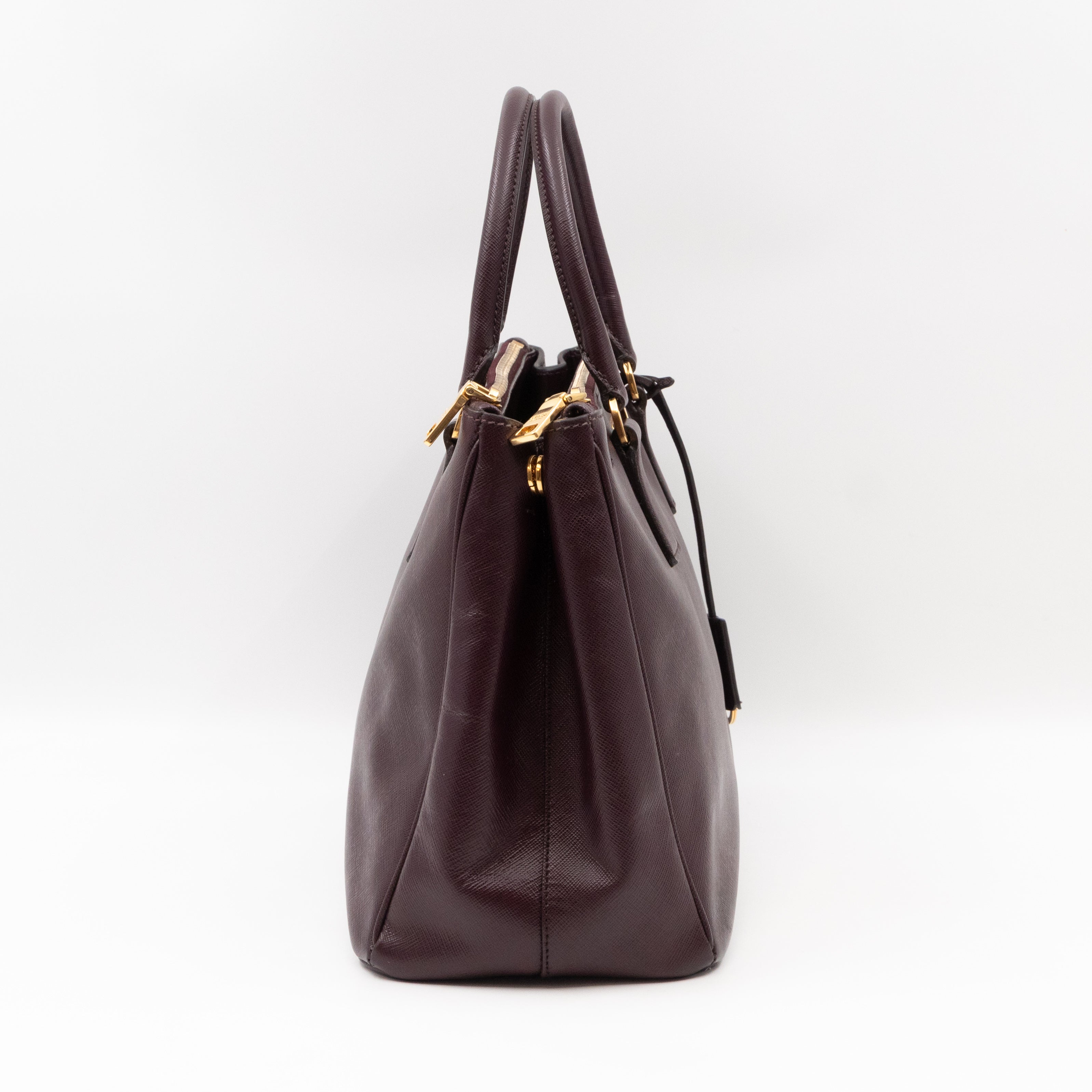 Galleria Large Double Zip Burgundy Saffiano Leather