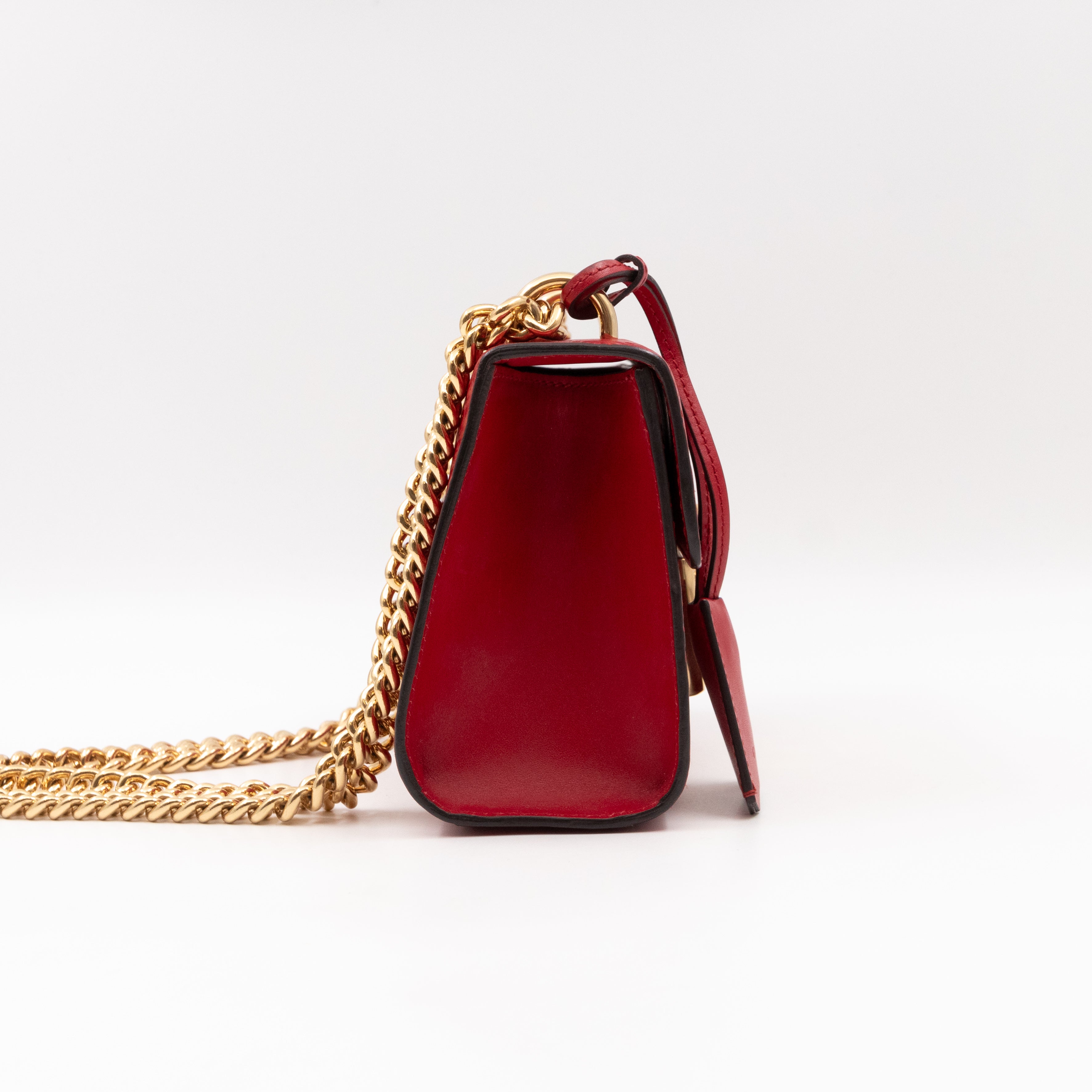 Padlock Flap Bag Small Hibiscus Red GG Guccissima