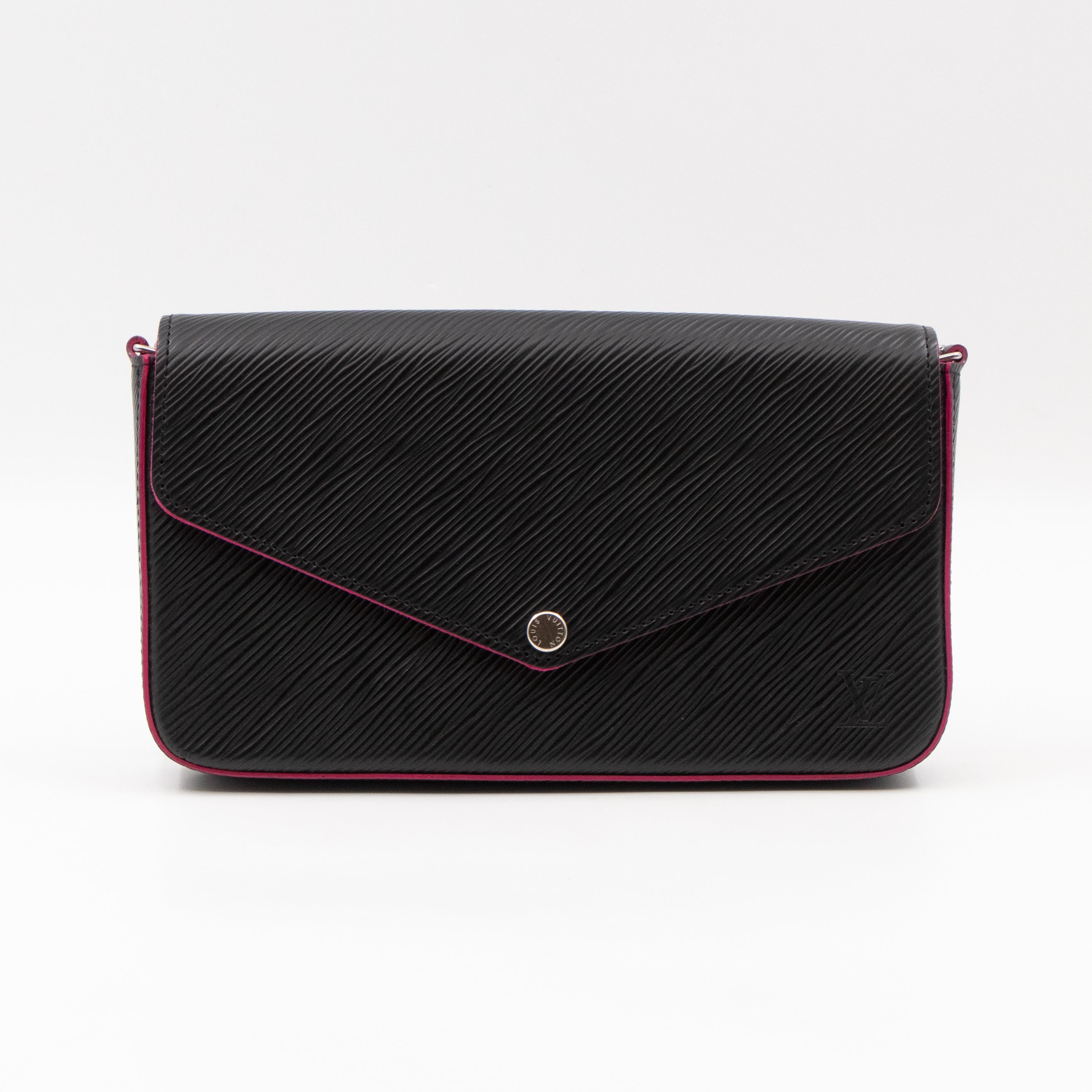 Pochette Felicie Black & Pink Epi Leather