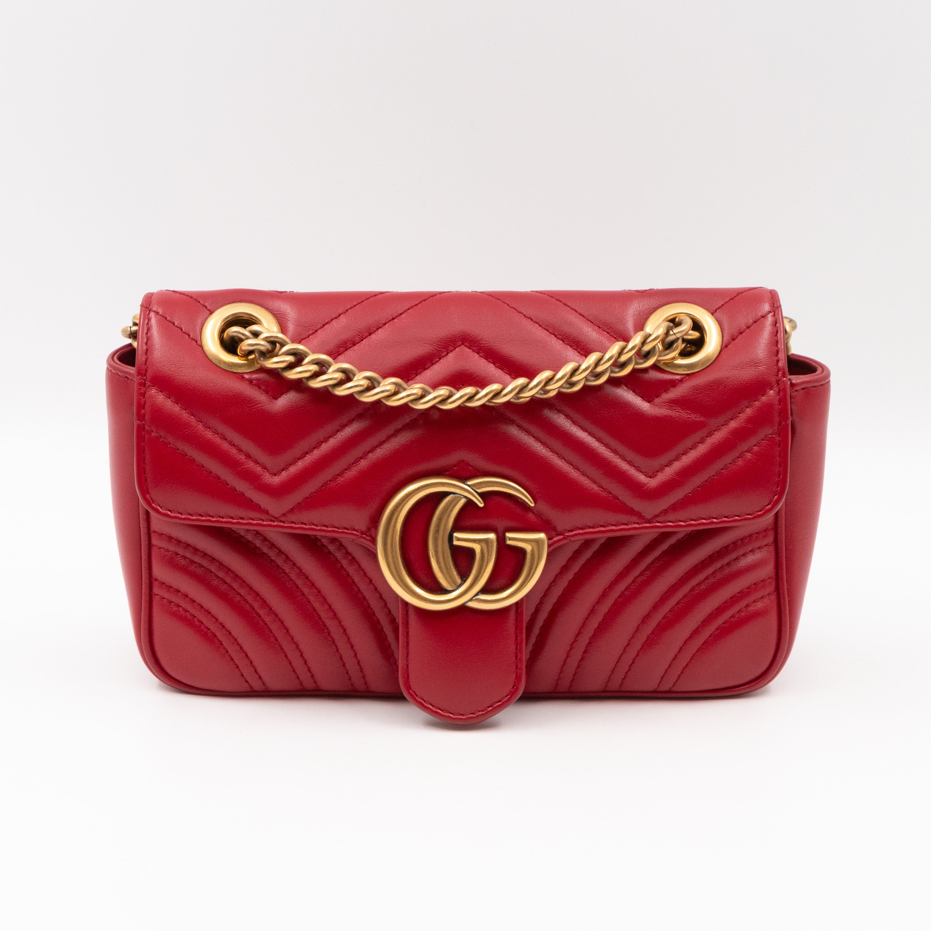 GG Marmont Flap Mini Red Leather