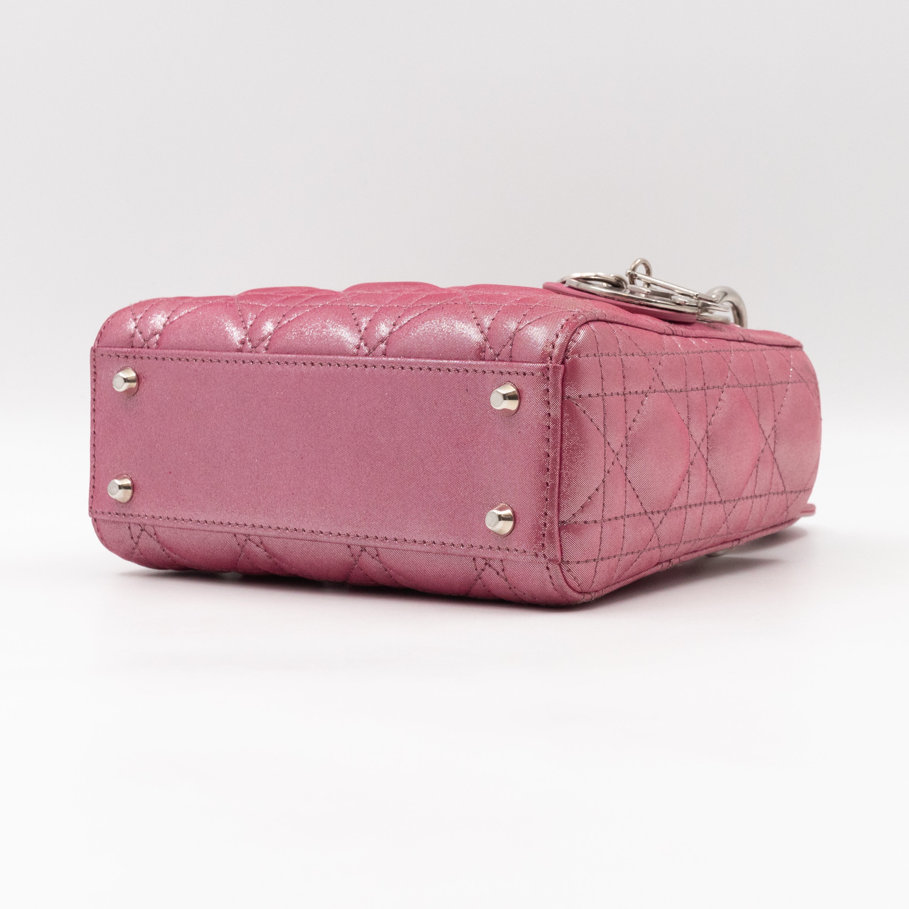 Lady Dior Mini Pink Metallic Leather