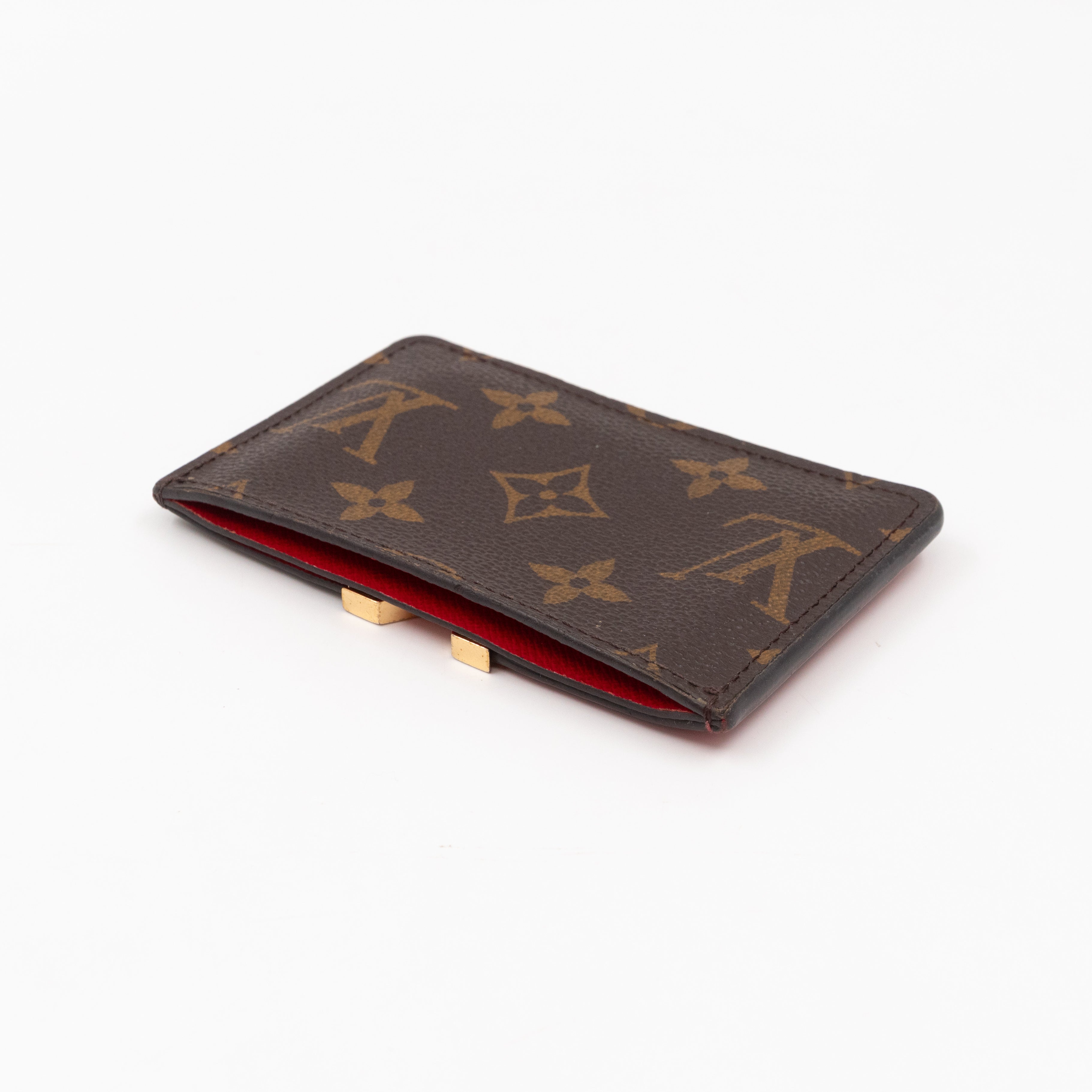Kimono Card Holder Monogram & Red Leather