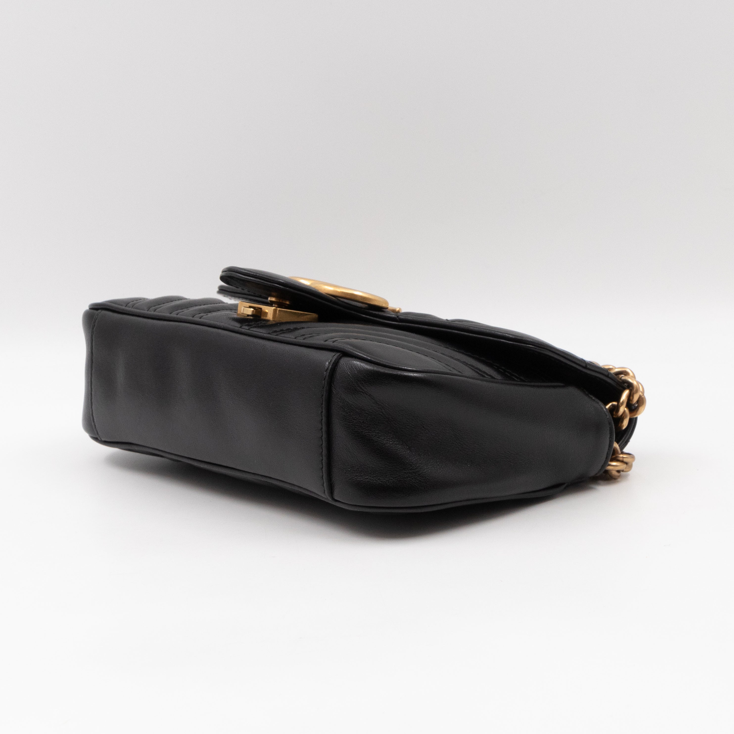 GG Marmont Flap Mini Black Matelassé Leather
