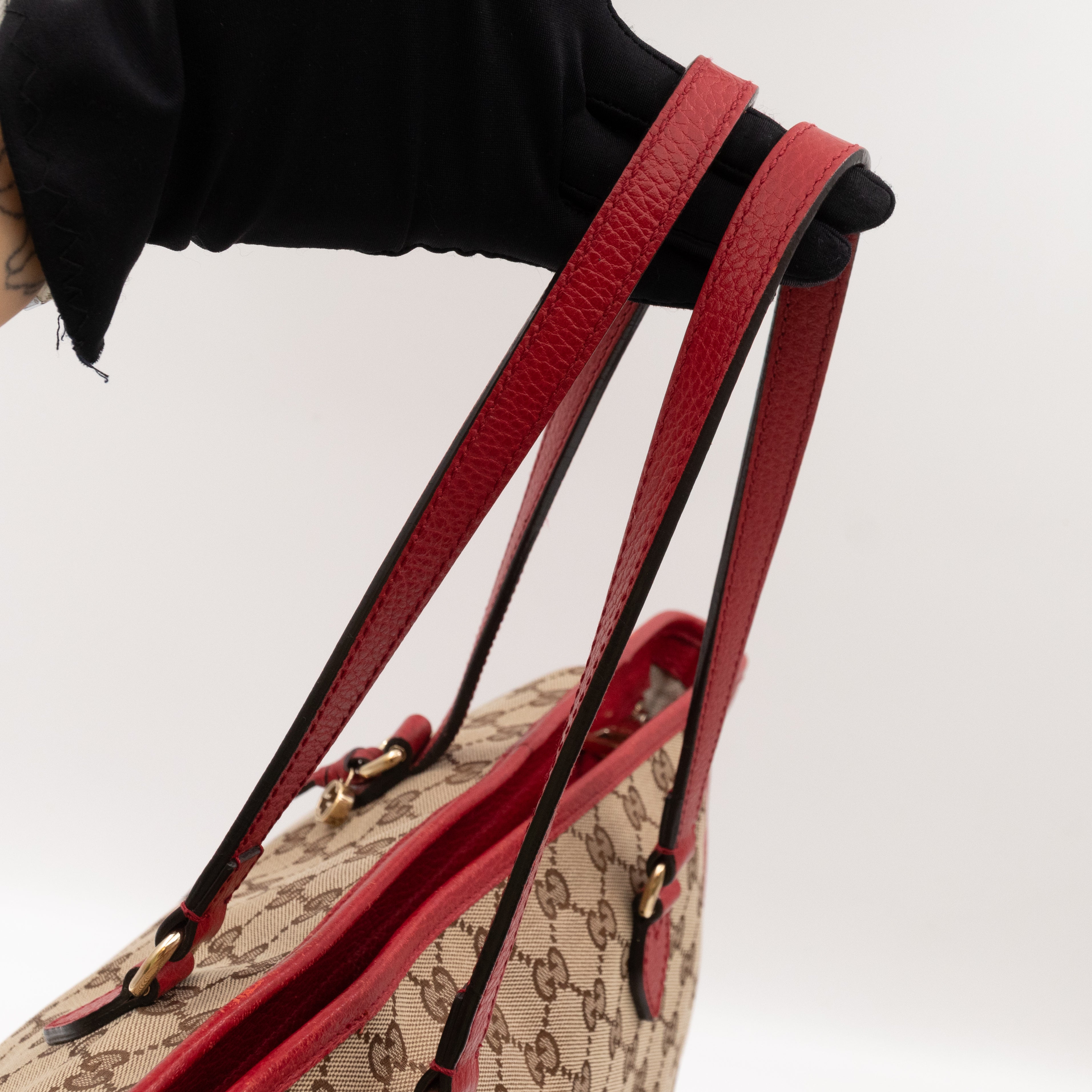 Bree Original Tote Medium GG Canvas Red Leather