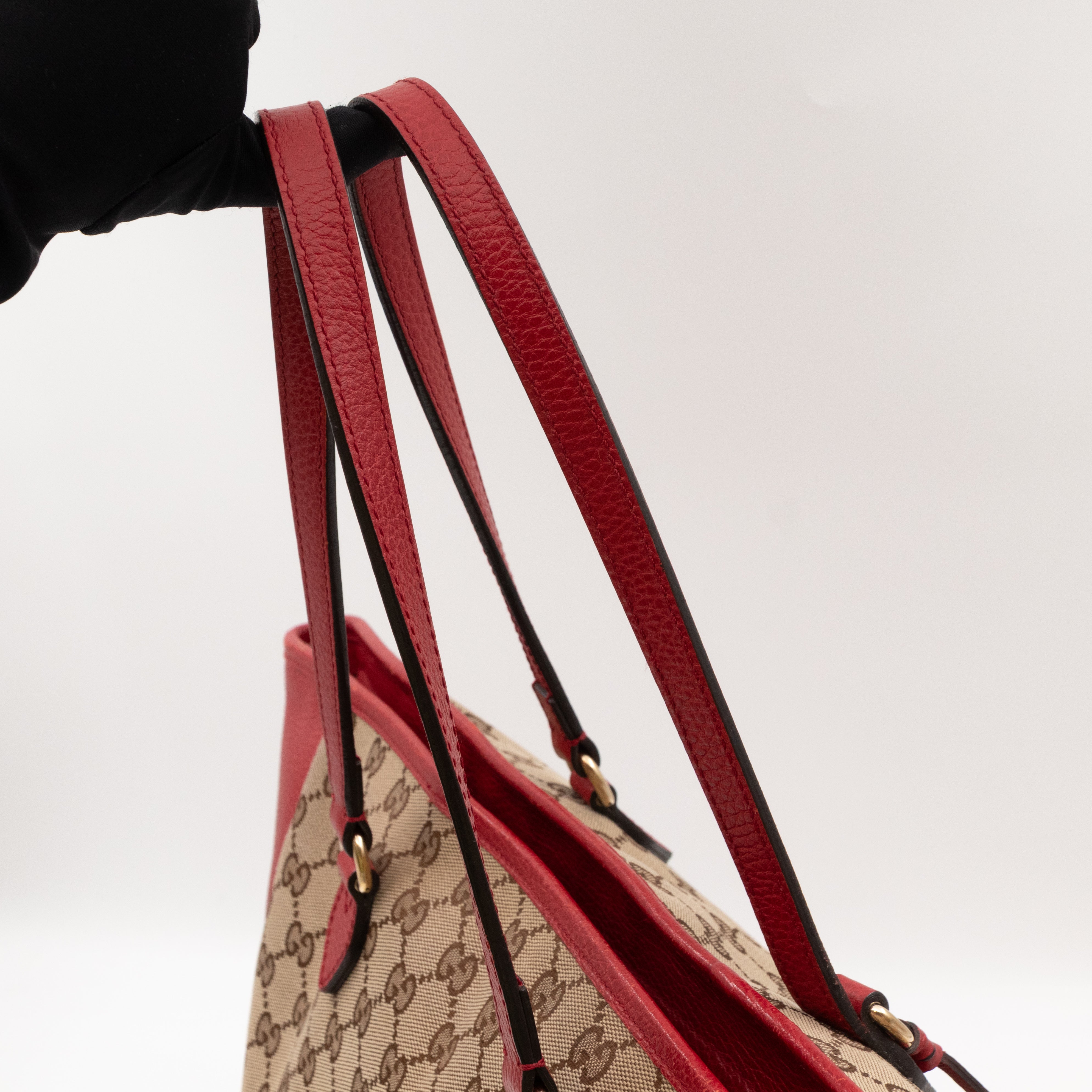 Bree Original Tote Medium GG Canvas Red Leather