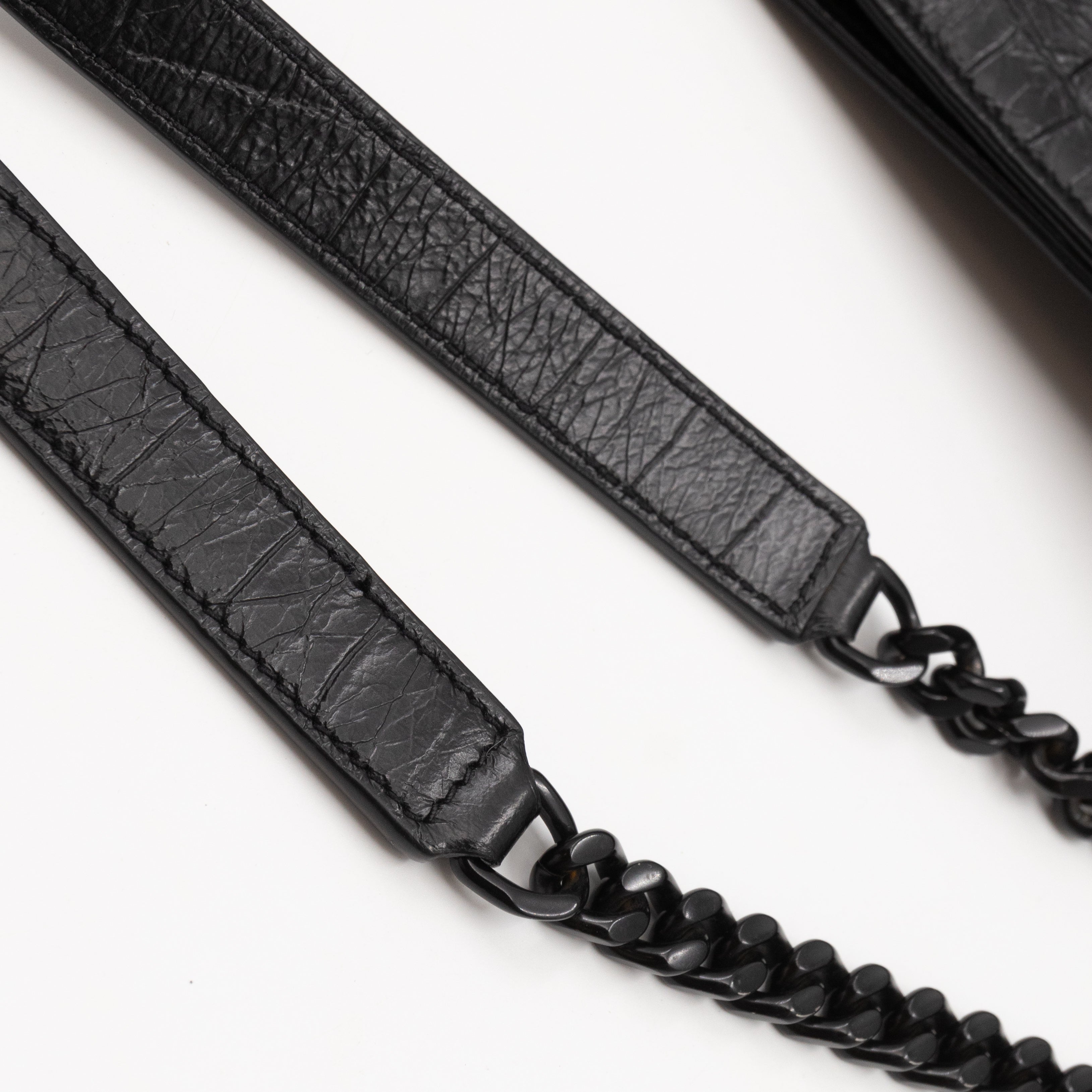 Niki Large Shopping Tote Black Croc Embossed Leather