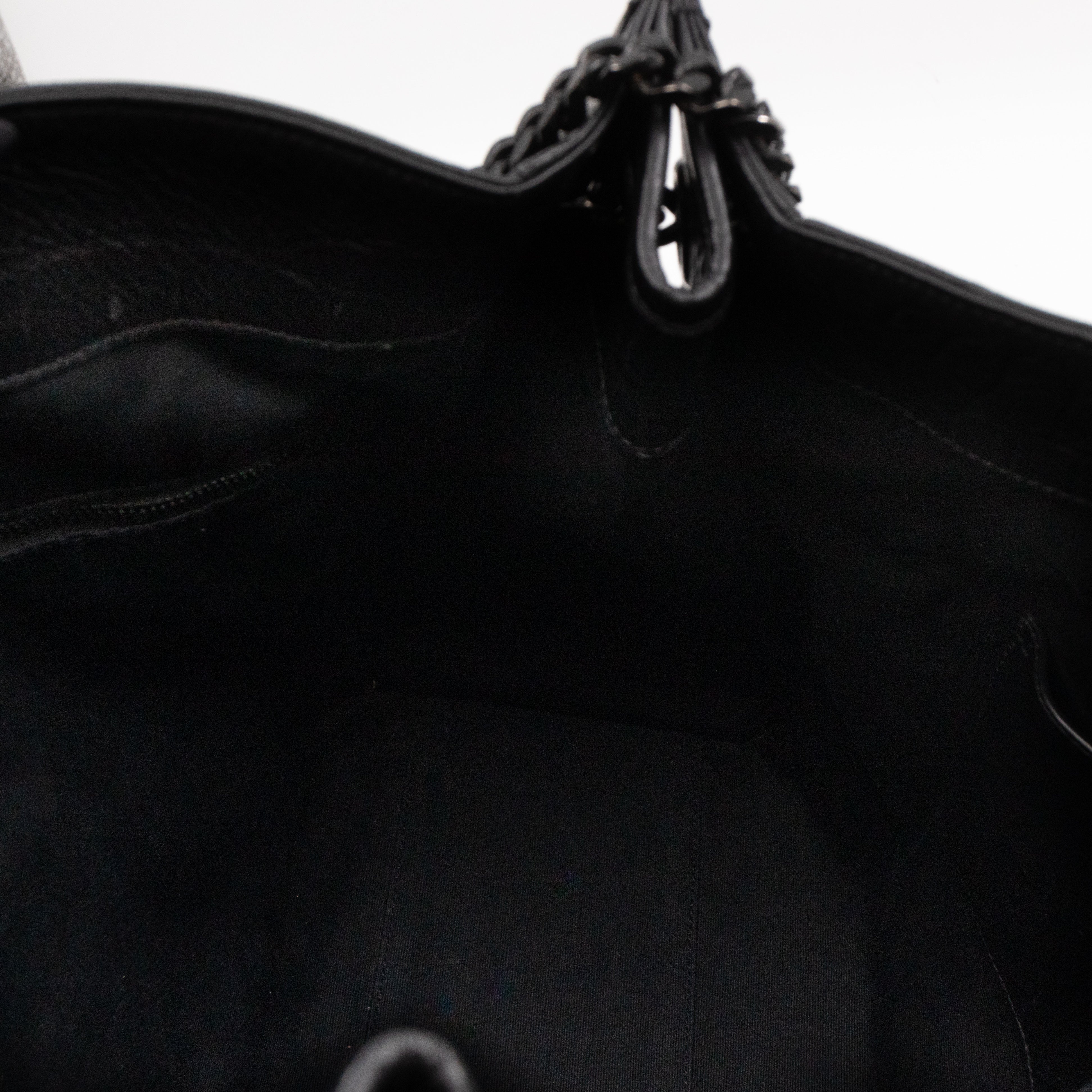 Niki Large Shopping Tote Black Croc Embossed Leather