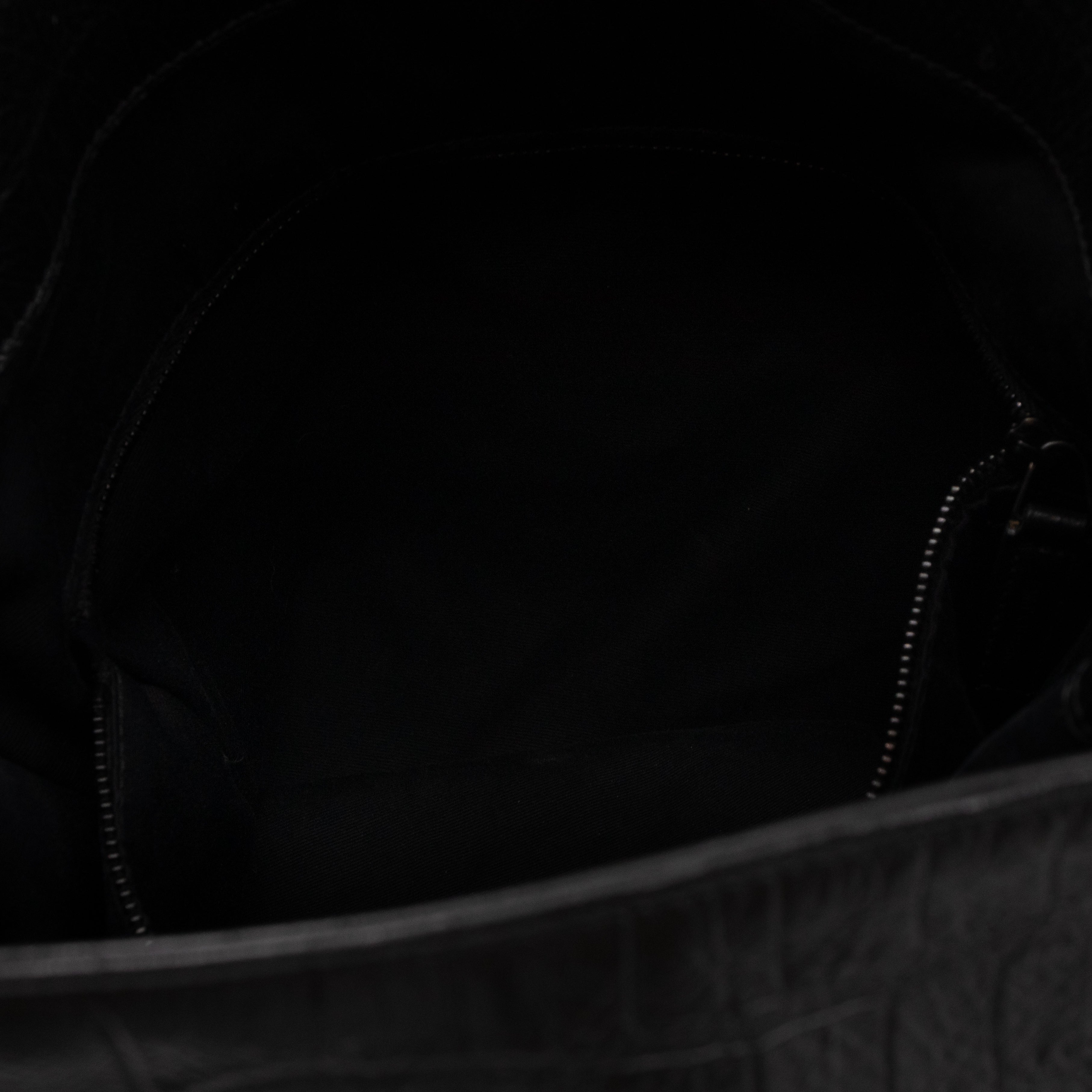 Niki Large Shopping Tote Black Croc Embossed Leather