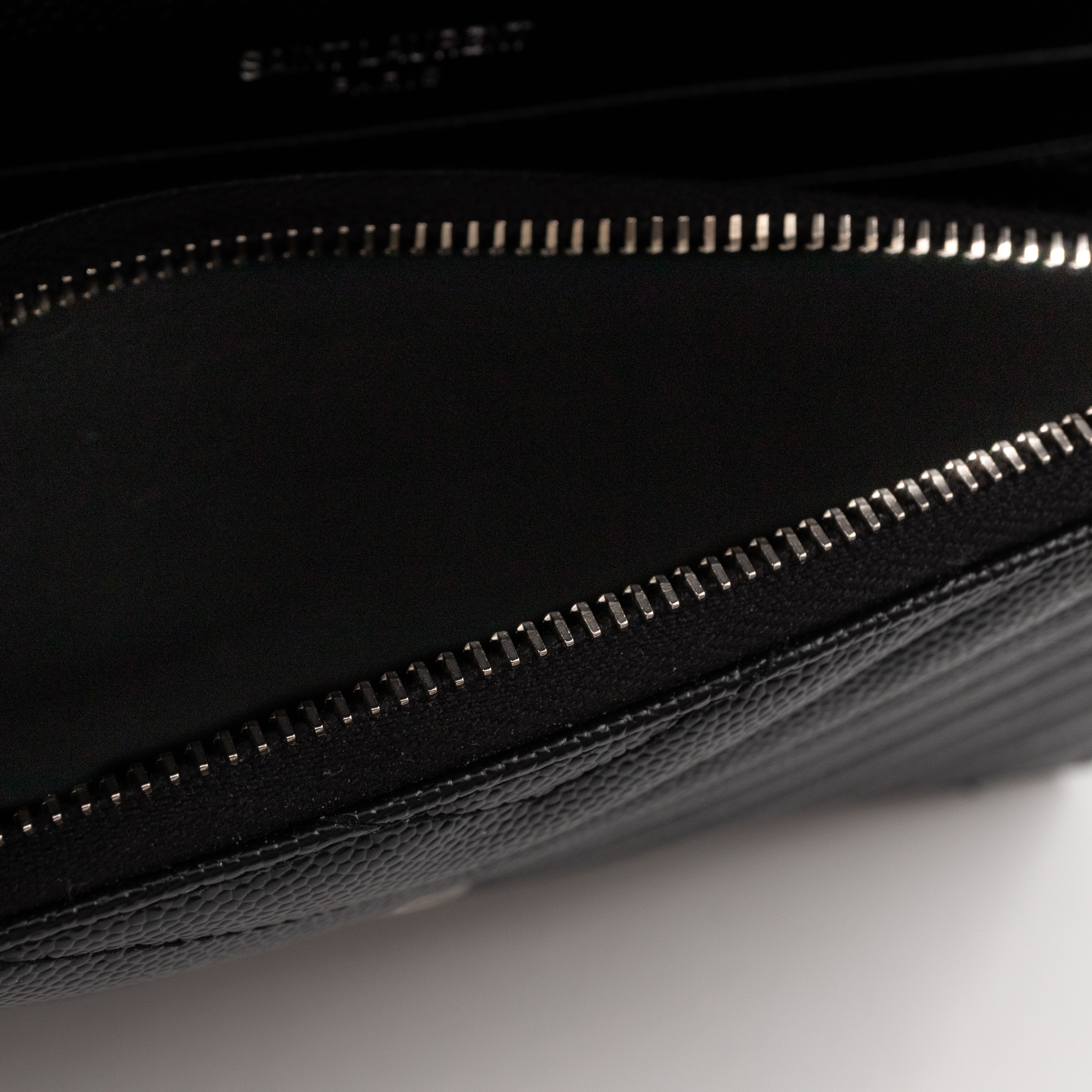 Cassandre Envelope Chain Wallet Black Grained Leather