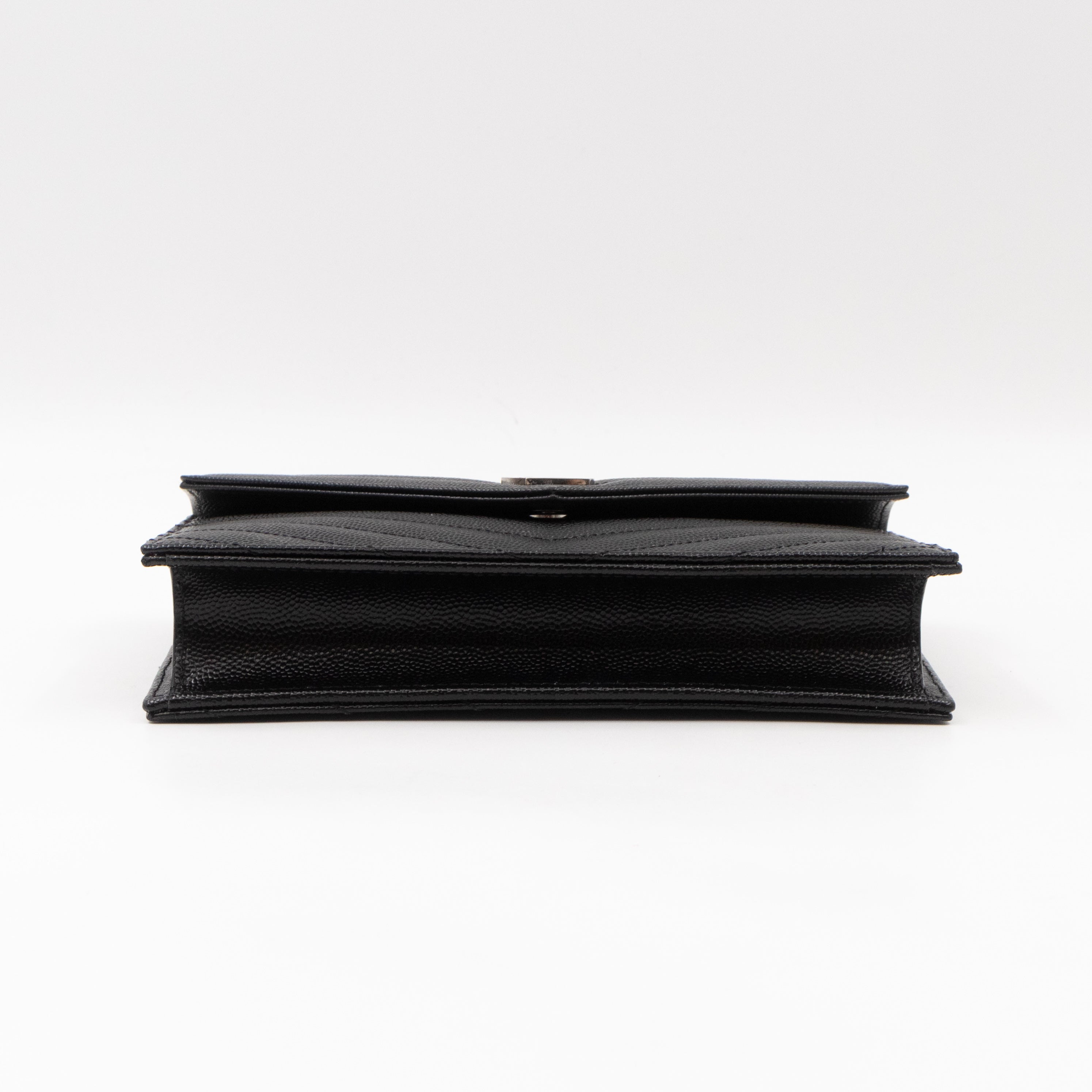 Cassandre Envelope Chain Wallet Black Grained Leather