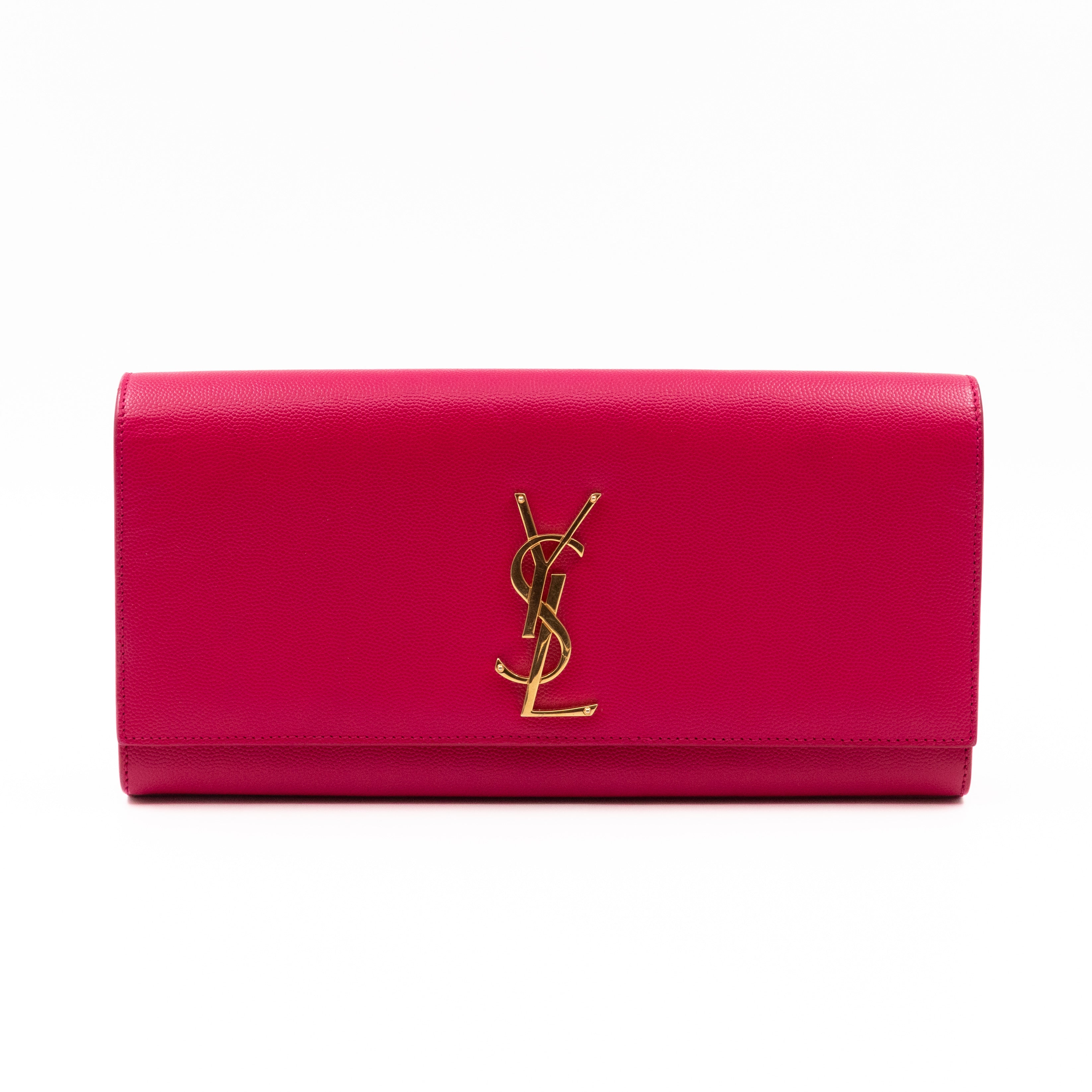 Classic Kate Clutch Pink Grained Leather