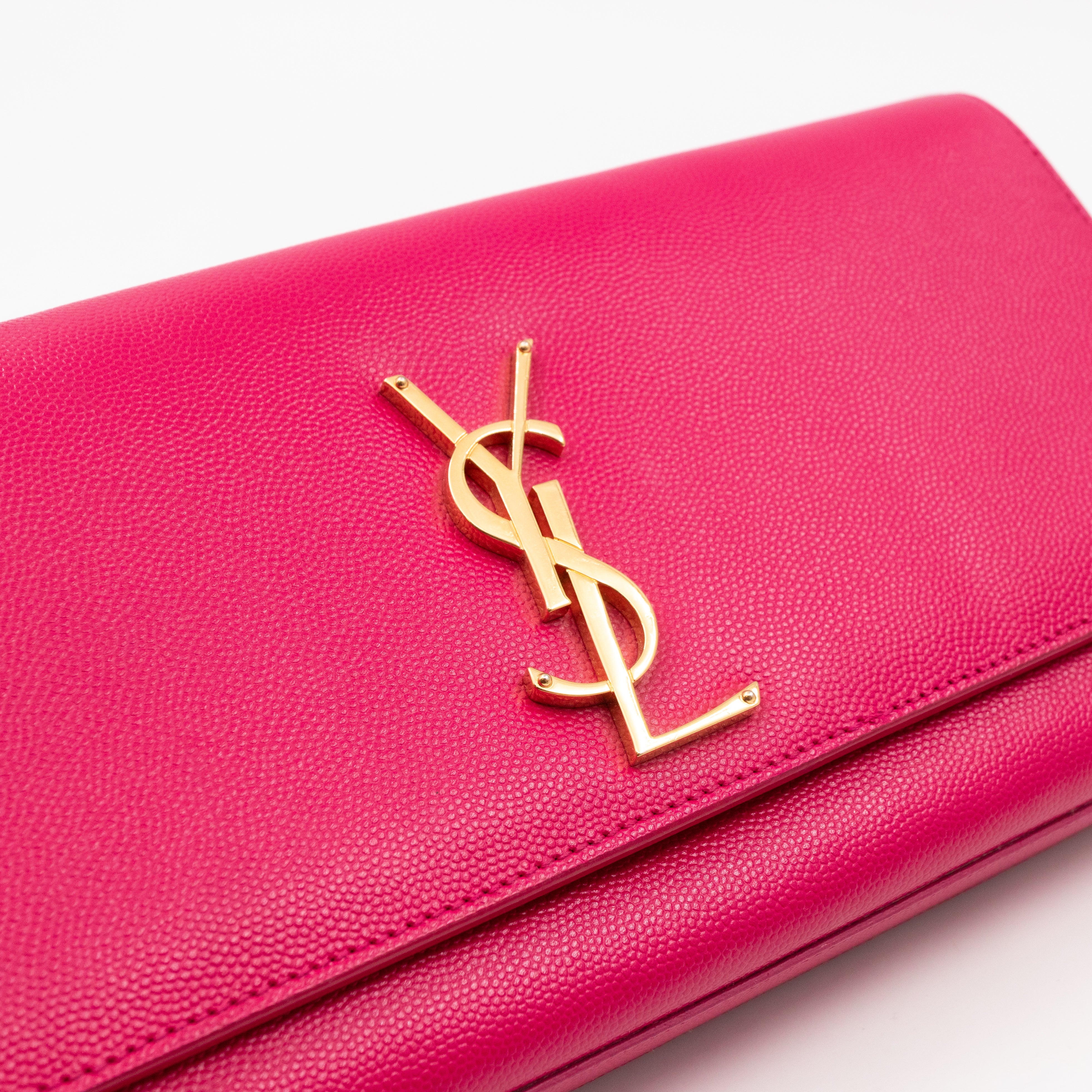 Classic Kate Clutch Pink Grained Leather