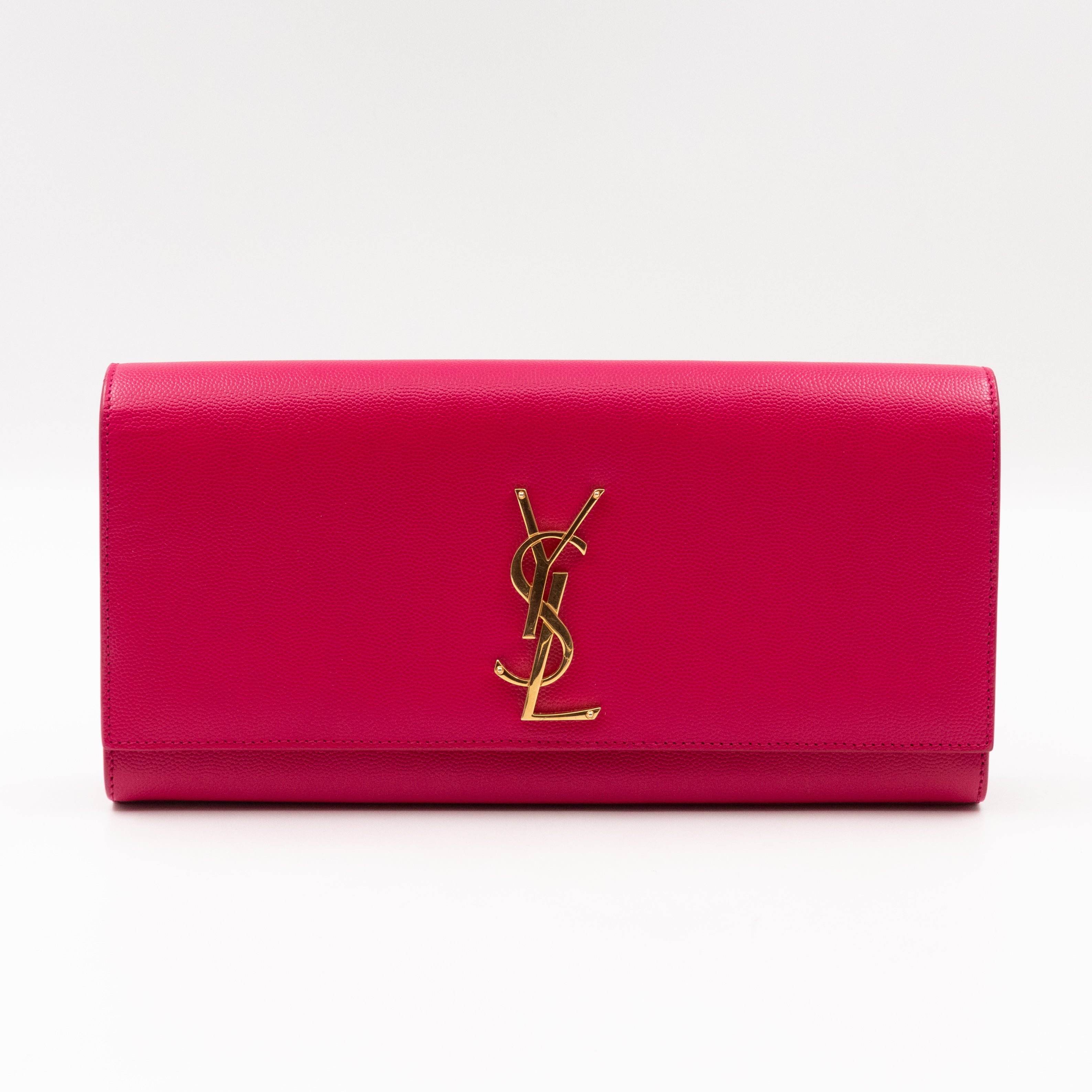 Classic Kate Clutch Pink Grained Leather