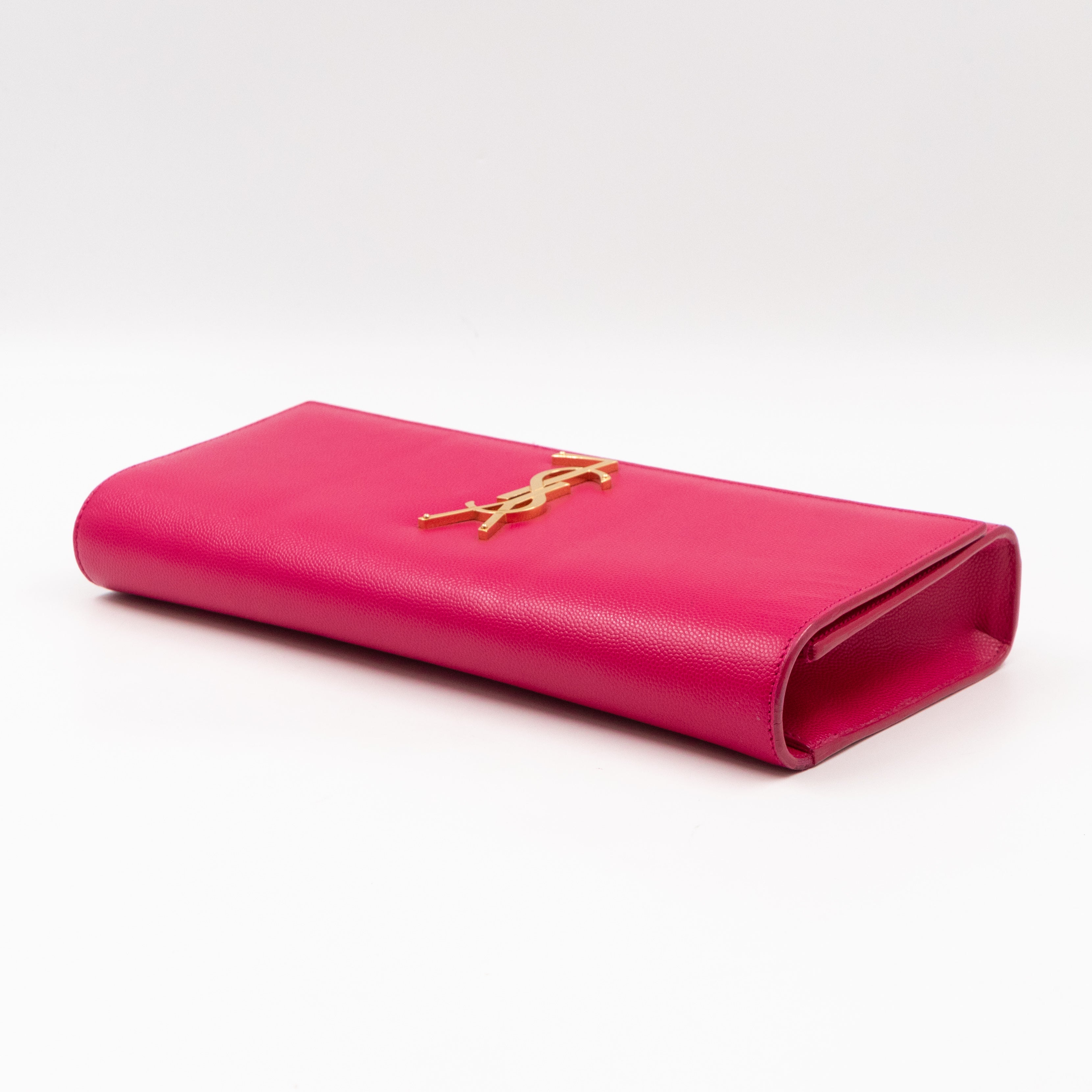 Classic Kate Clutch Pink Grained Leather