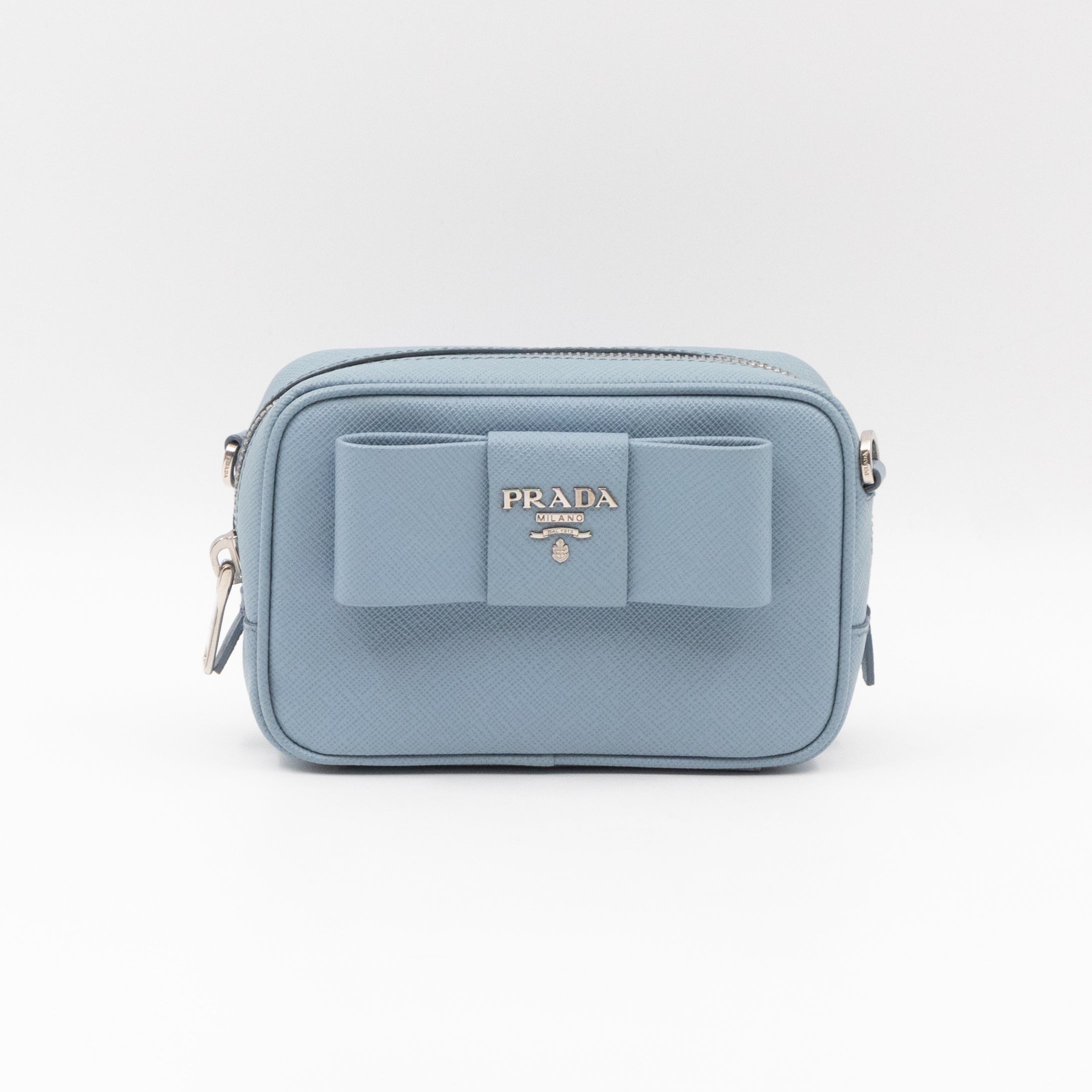 Bow Camera Bag Light Blue Leather